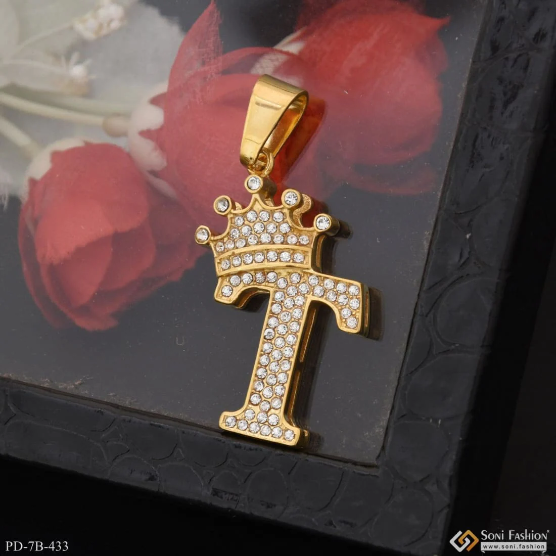 T Letter With Diamond Classic Design Superior Quality Pendant For Men - Style B433 - Image 2