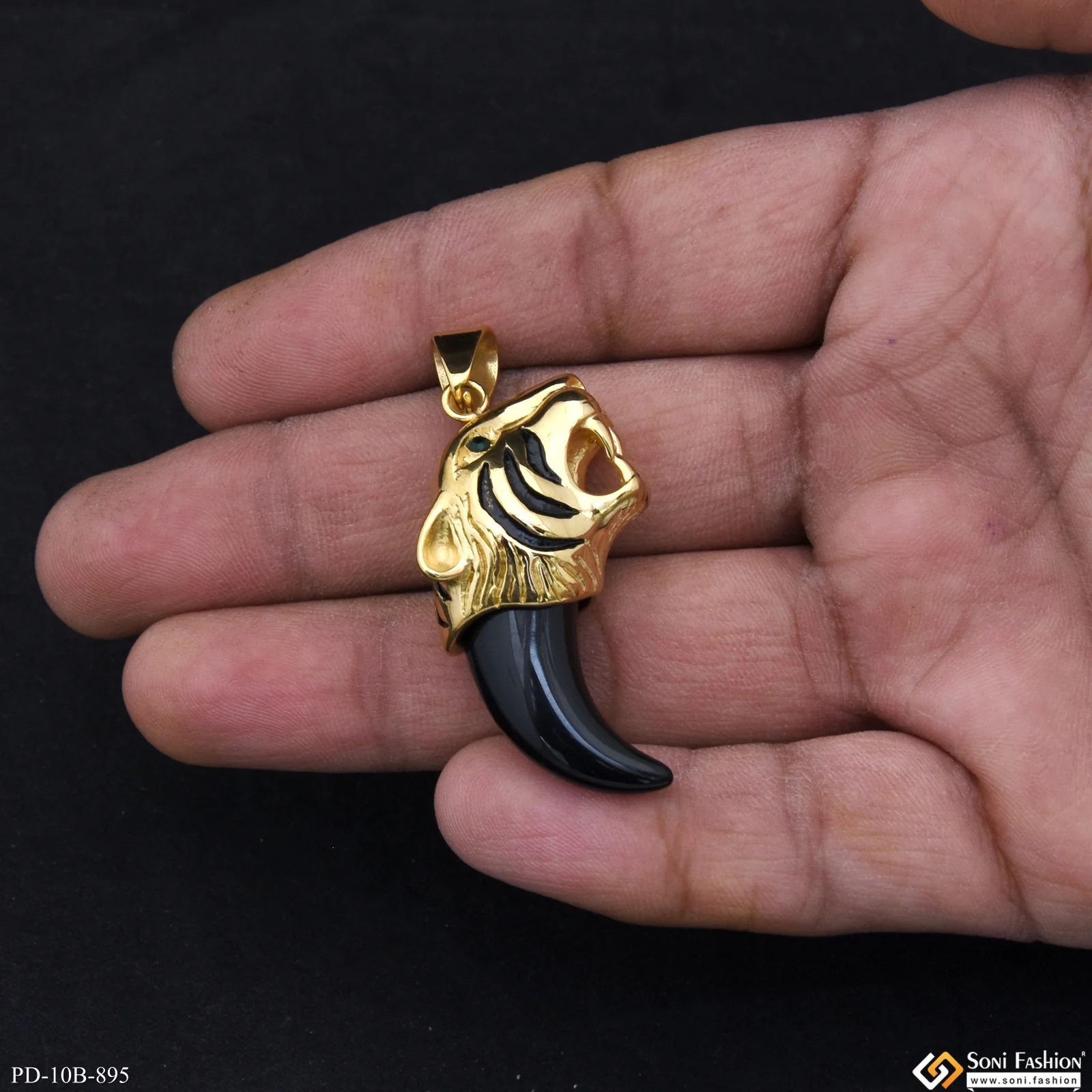 Tiger Artisanal Design Gold Plated Pendant for Men - Style B895 - Image 2