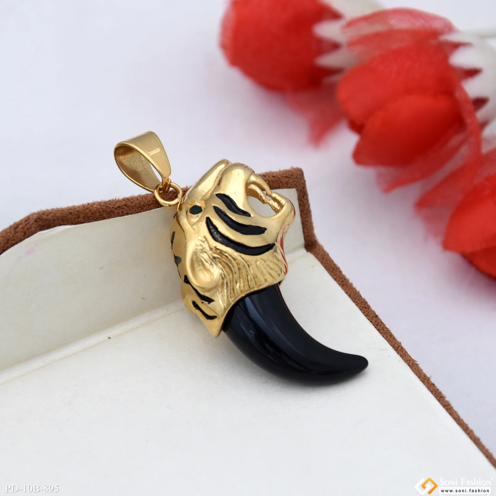 Tiger Artisanal Design Gold Plated Pendant for Men - Style B895 - Image 3
