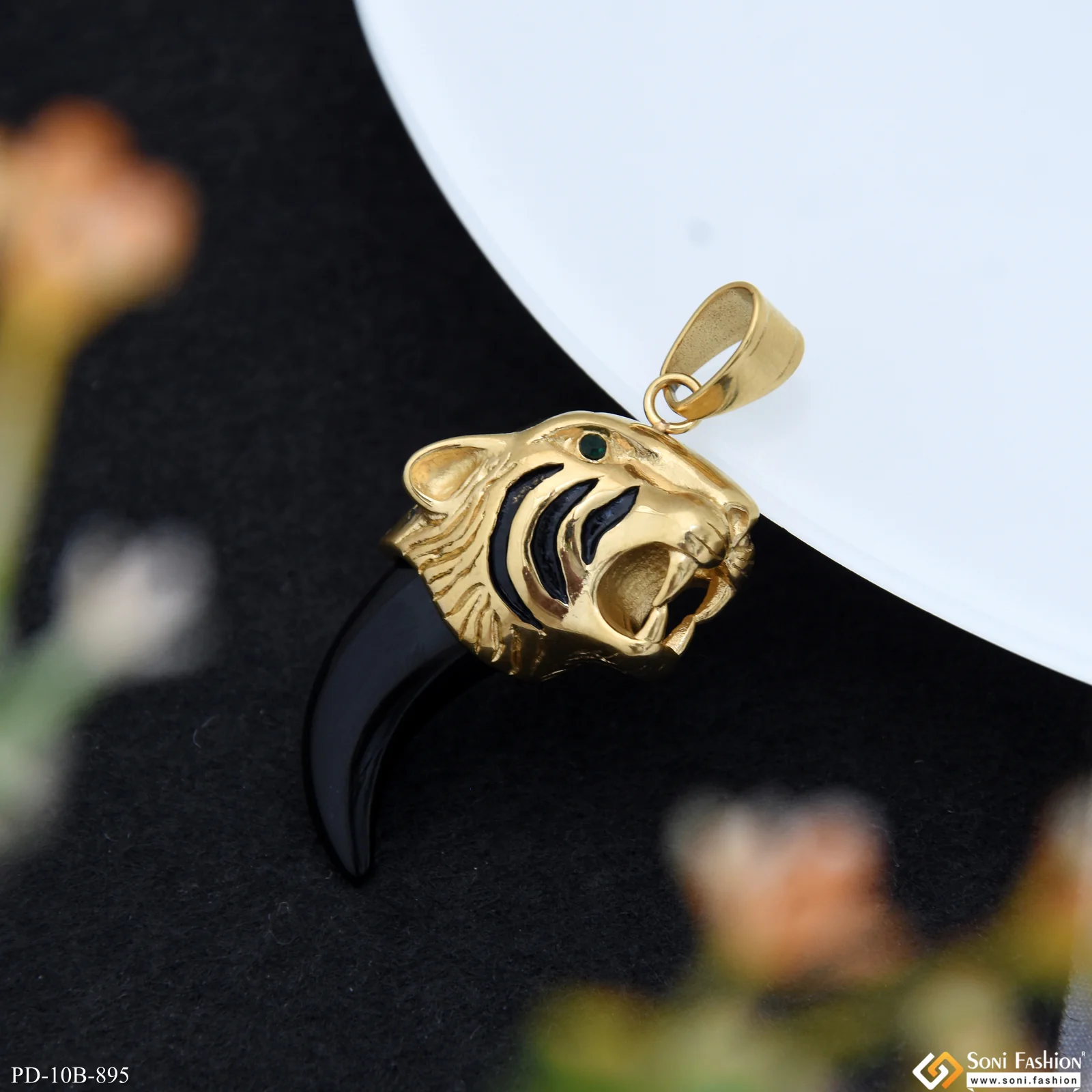 Tiger Artisanal Design Gold Plated Pendant for Men - Style B895 - Image 4