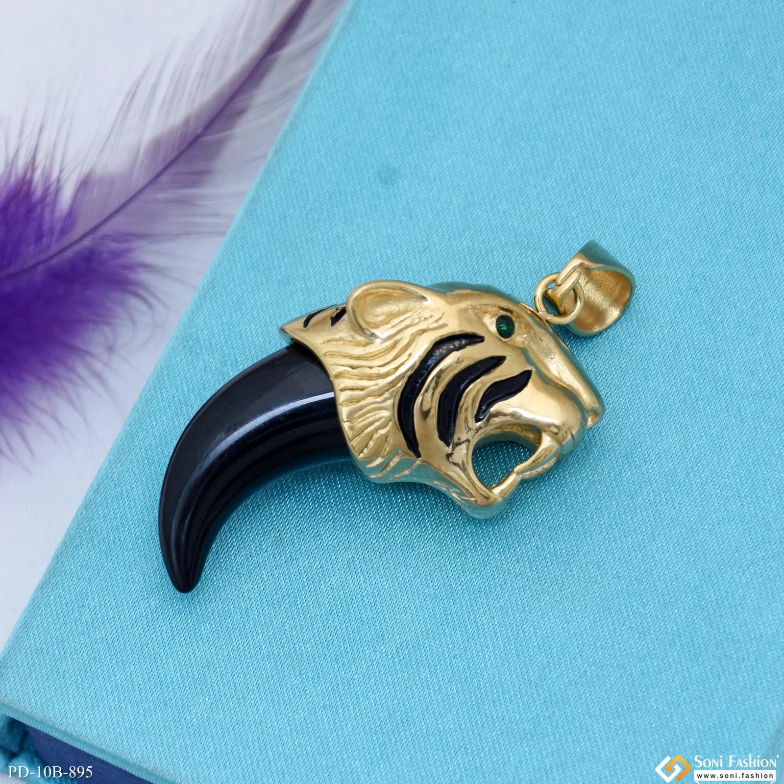 Tiger Artisanal Design Gold Plated Pendant for Men - Style B895 - Image 5