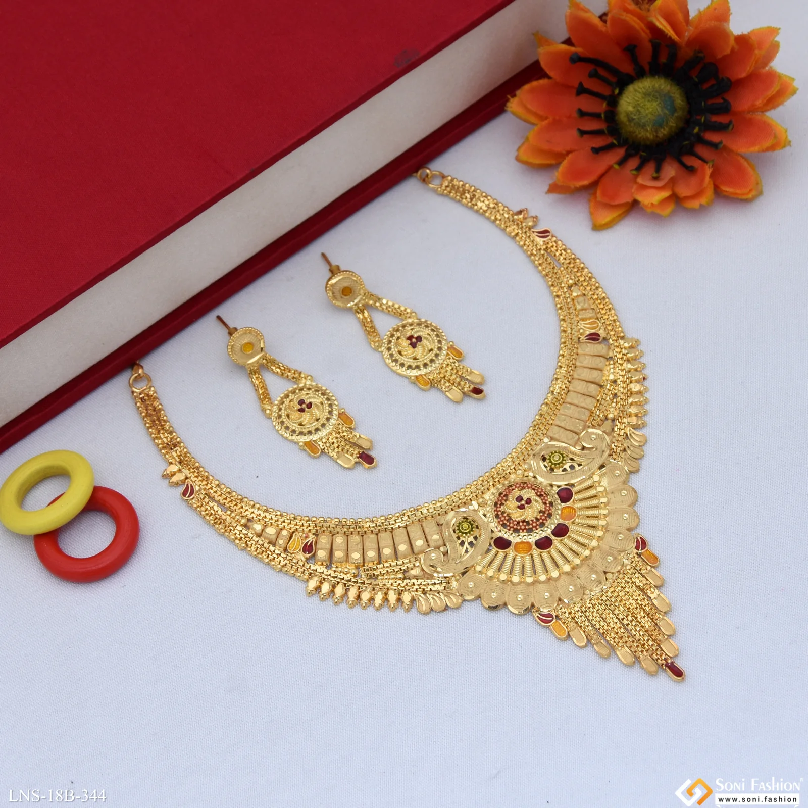 Tradition Design Gold Plated Necklace Set for Women - Style B344 - Image 4