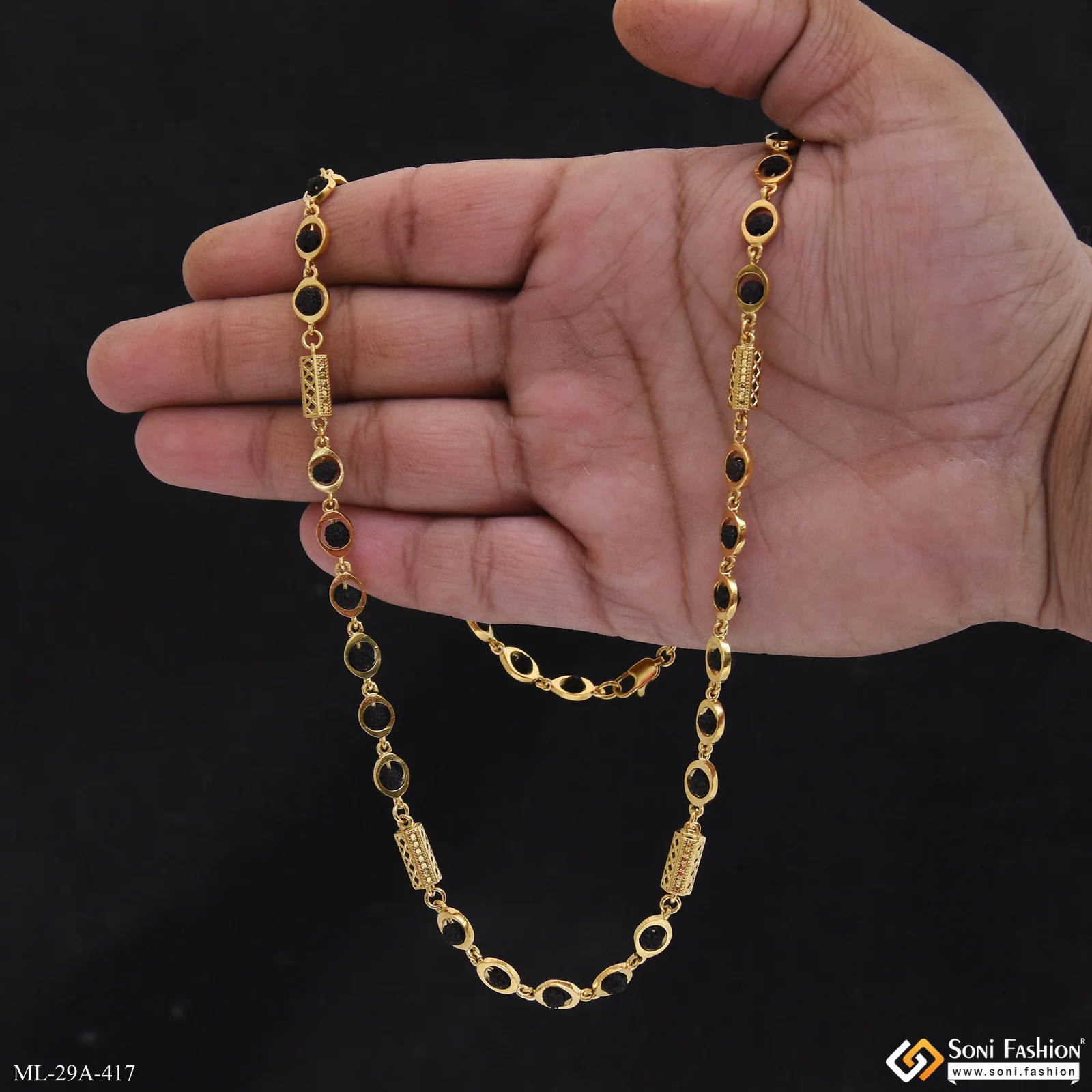 Traditional Design 18k Gold Plated Rudraksha Mala for Men - Style A417 - Image 6