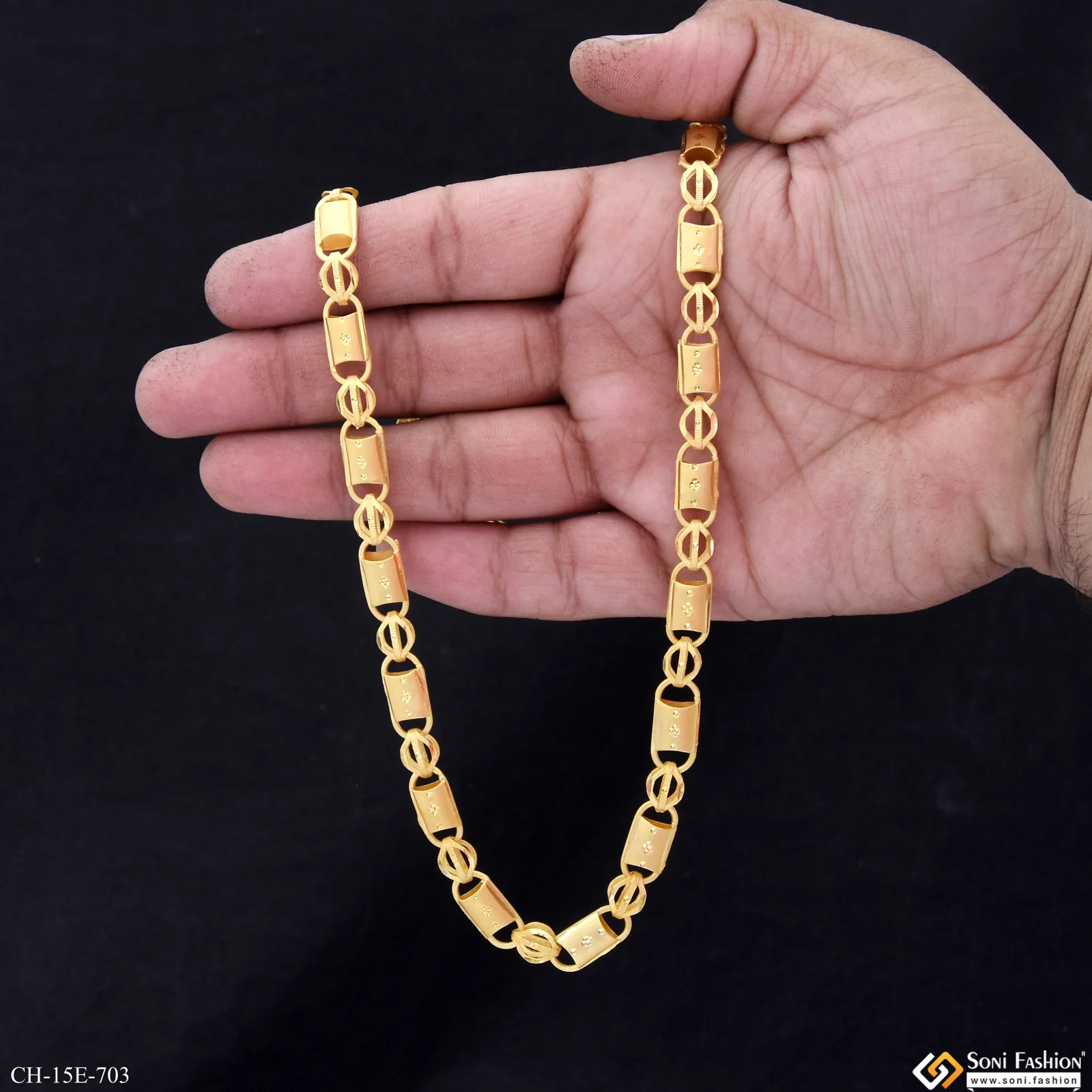 Traditional Design 2 in 1 Gold Plated Nawabi Chain for Men - Style E703 - Image 5