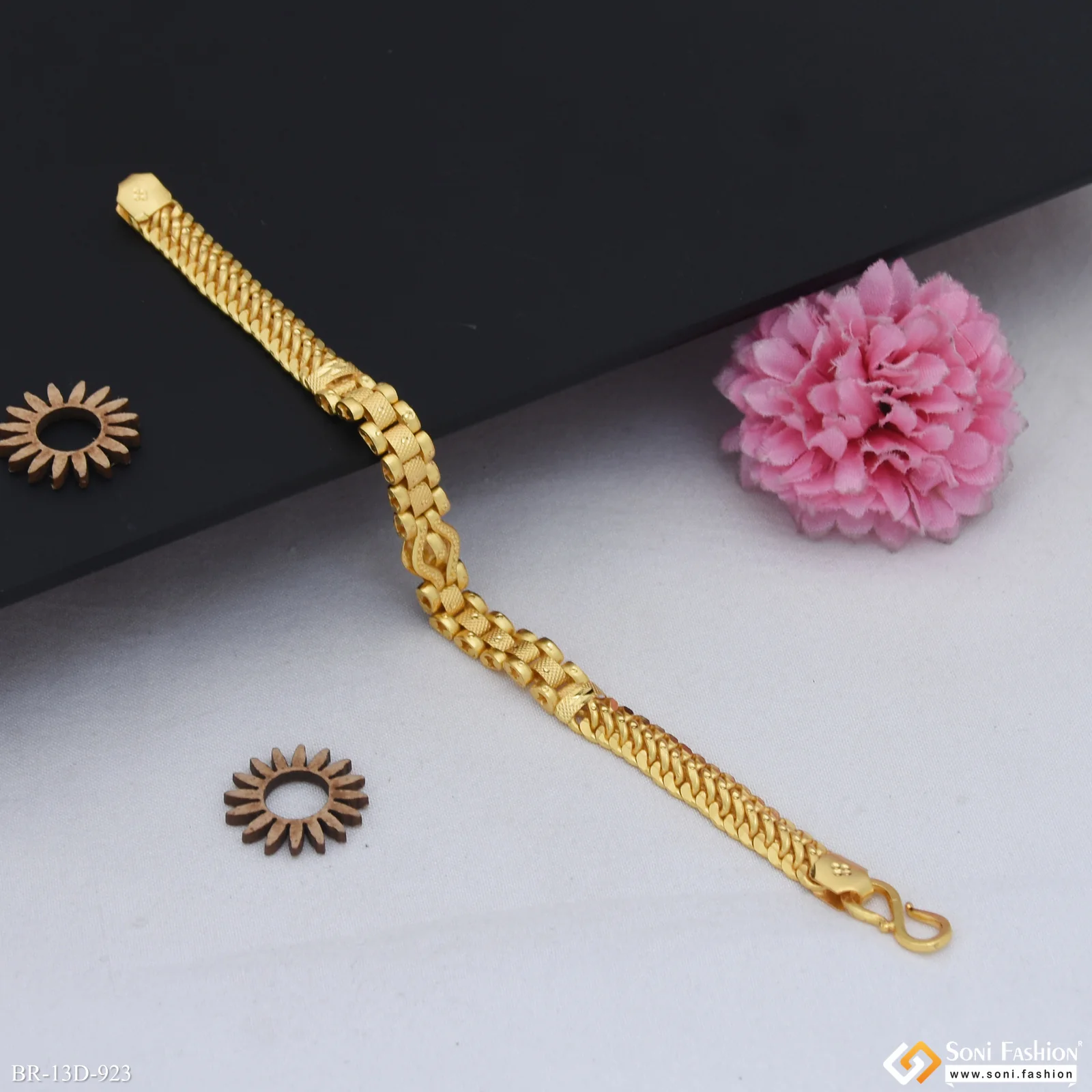 Traditional Design Gold Plated Box Bracelet for Men - Style D923 - Image 2