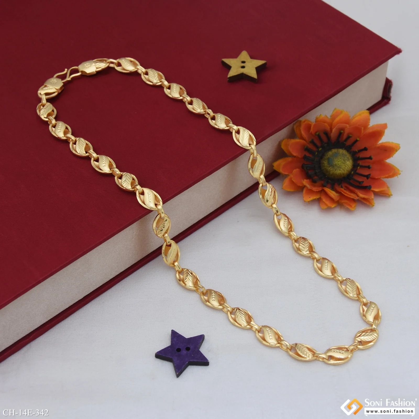 Traditional Design Gold Plated Kohli Chain for Men - Style E342 - Image 4