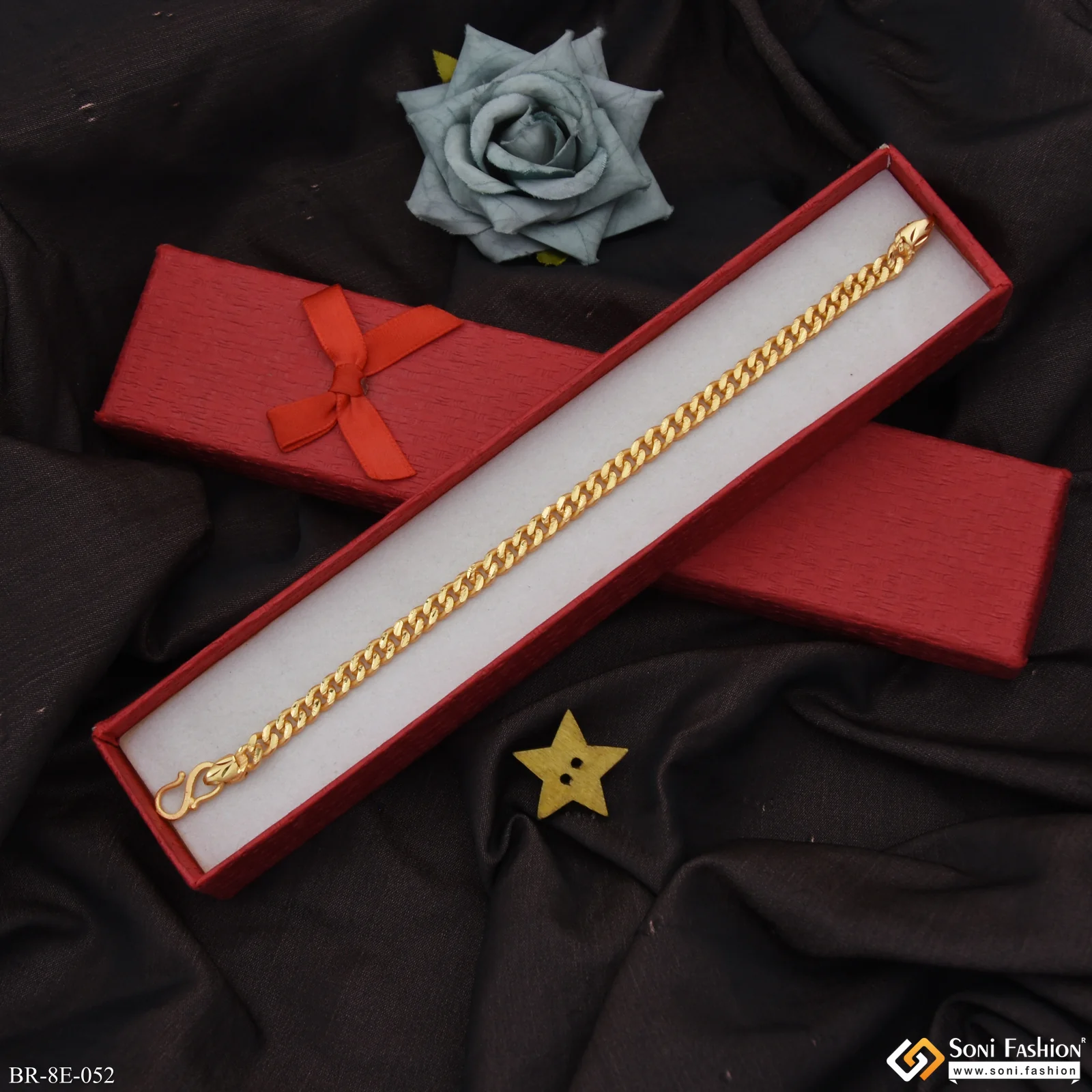 Traditional Design Gold Plated Link Bracelet for Men - Style E052 - Image 5