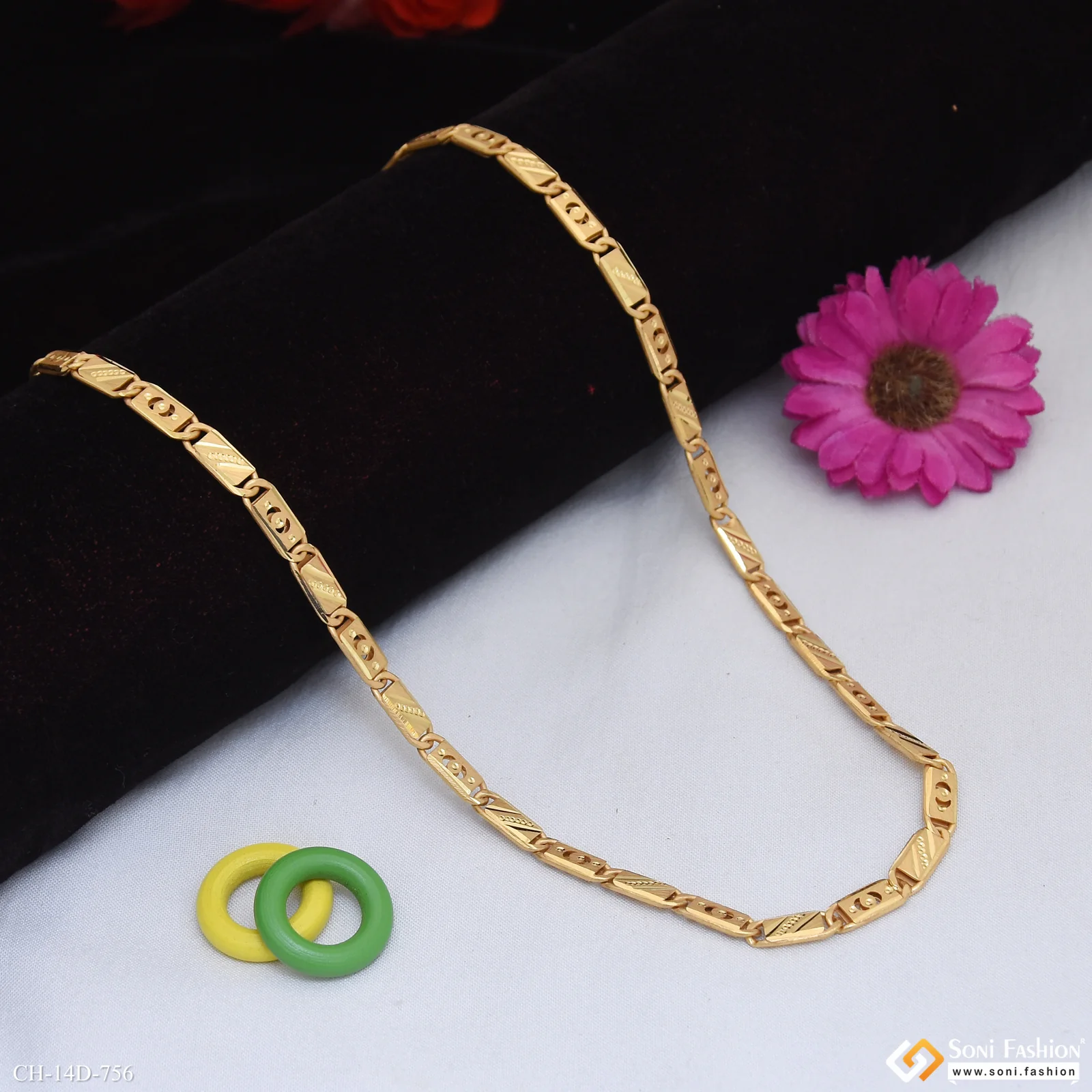 Traditional Design Gold Plated Nawabi Chain for Men - Style D756 - Image 4