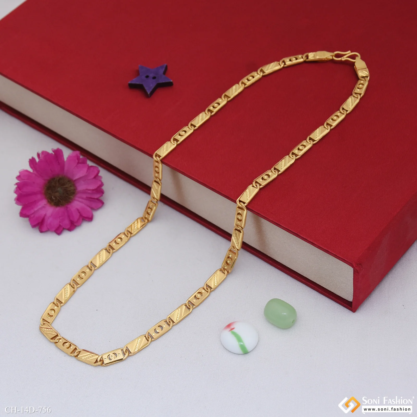 Traditional Design Gold Plated Nawabi Chain for Men - Style D756 - Image 5