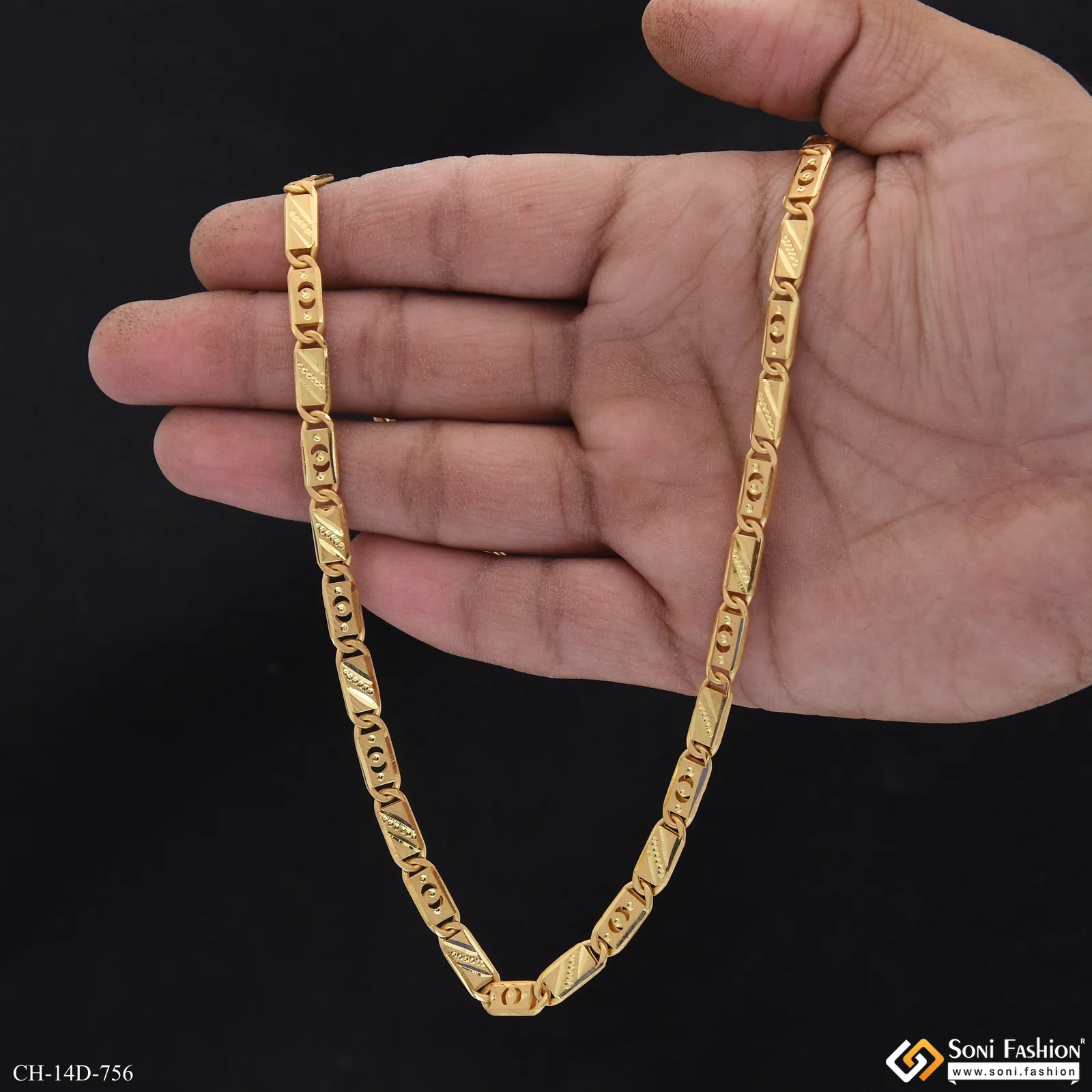 Traditional Design Gold Plated Nawabi Chain for Men - Style D756 - Image 6