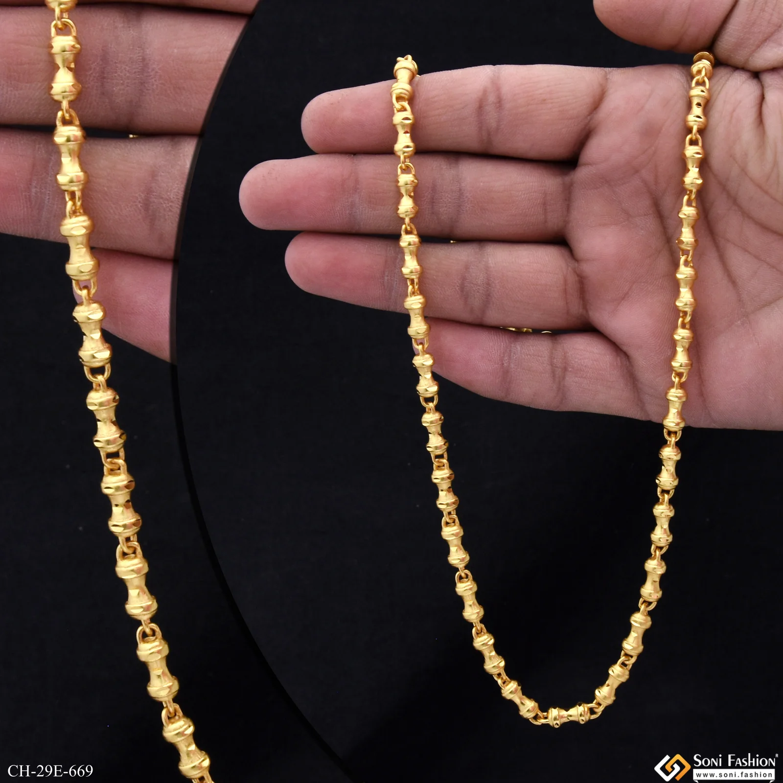 Traditional Rajwadi Popular Design Gold Plated Chain for Men - Style E669 - Image 2