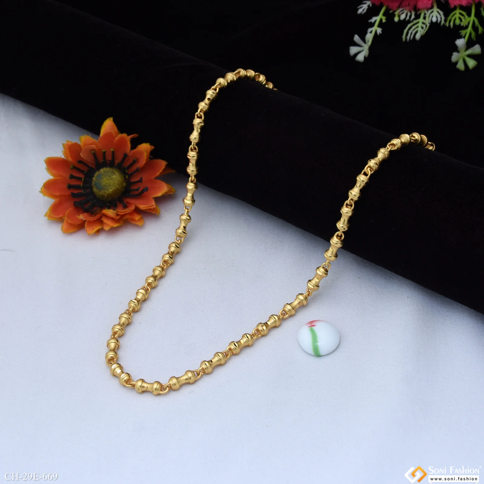 Traditional Rajwadi Popular Design Gold Plated Chain for Men - Style E669 - Image 3