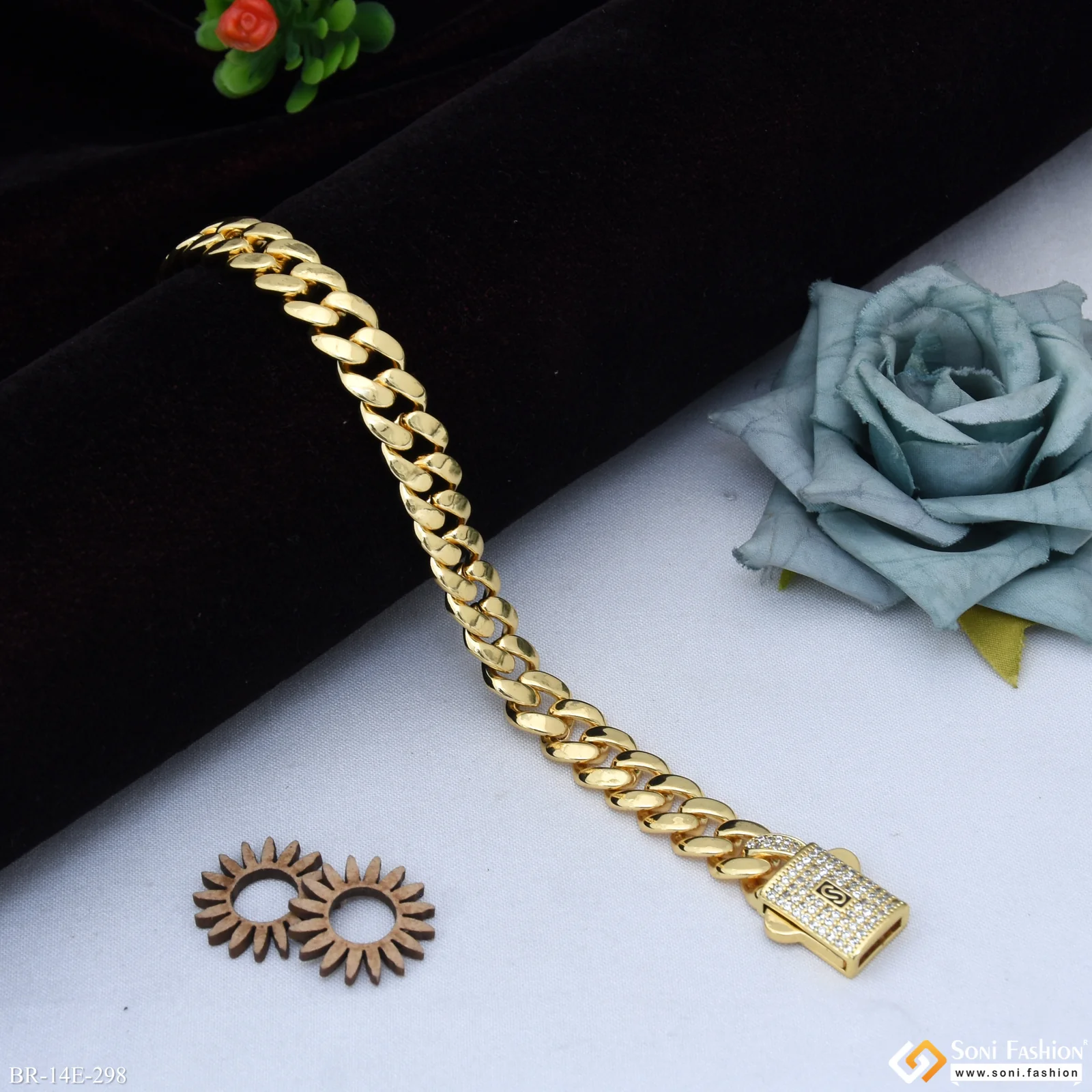 Trending Design 18k Gold Plated Bracelet for Men - Style E298 - Image 2