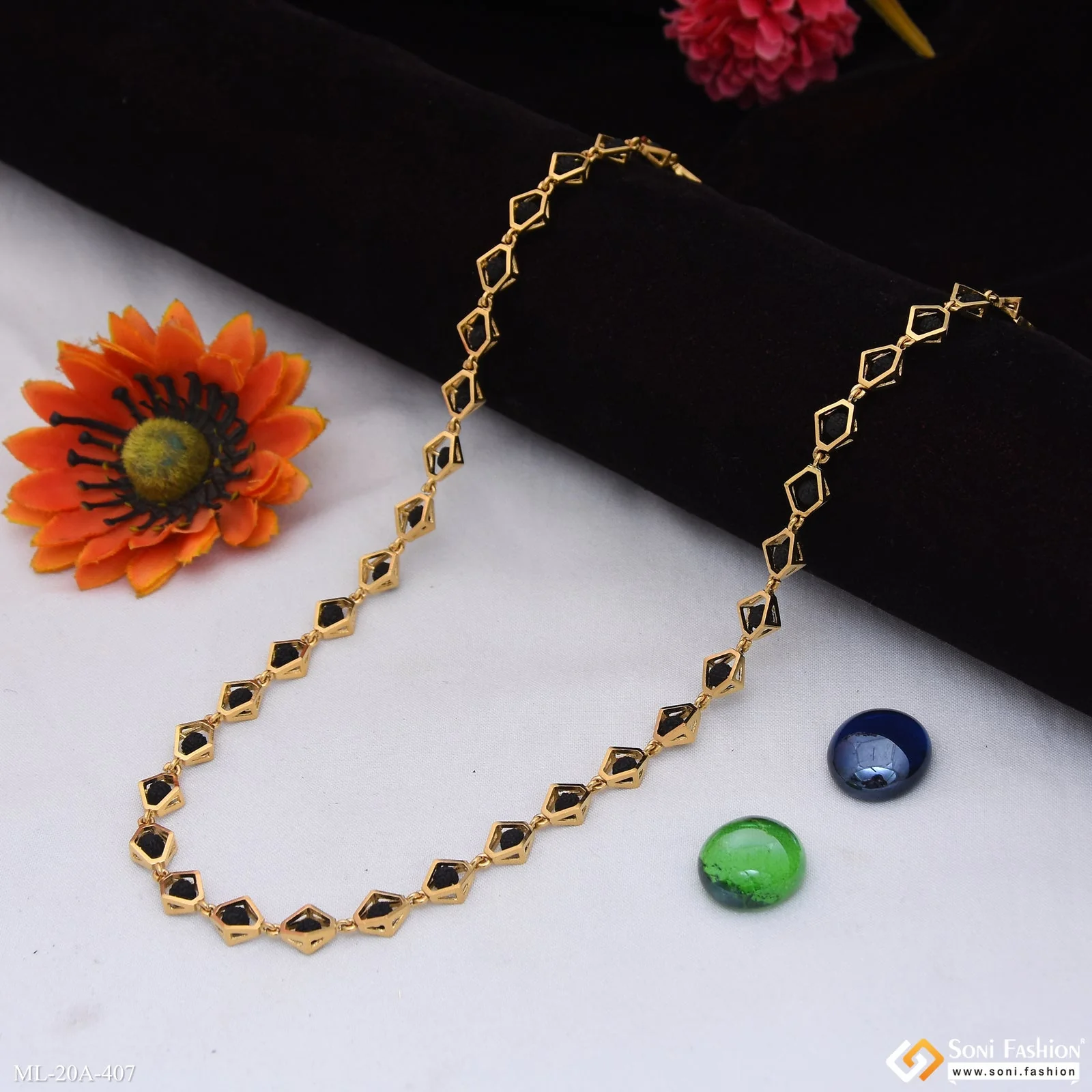 Trending Design 18k Gold Plated Rudraksha Mala for Men - Style A407 - Image 3