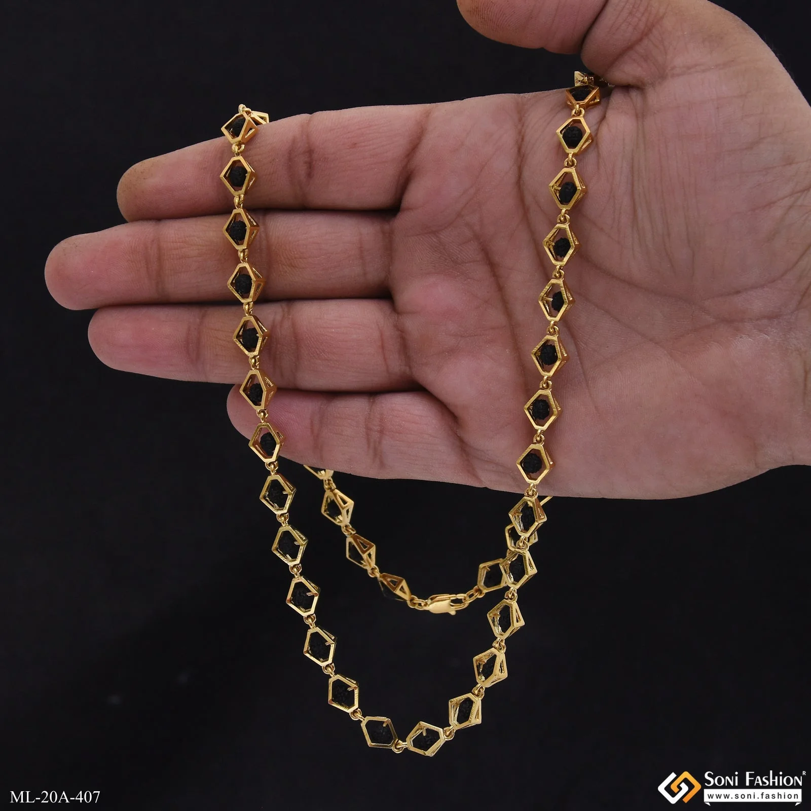 Trending Design 18k Gold Plated Rudraksha Mala for Men - Style A407 - Image 4