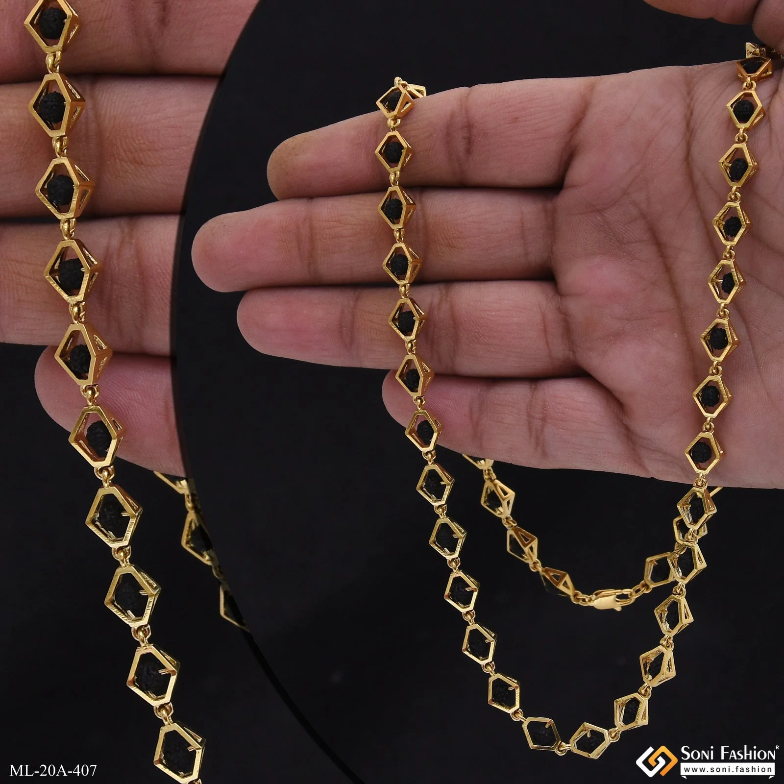 Trending Design 18k Gold Plated Rudraksha Mala for Men - Style A407 - Image 5