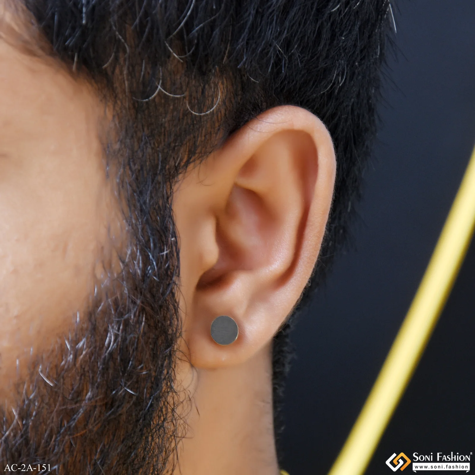 Trending Design Black & Golden Color Stud Earring for Men (2 Pc) - Style A151