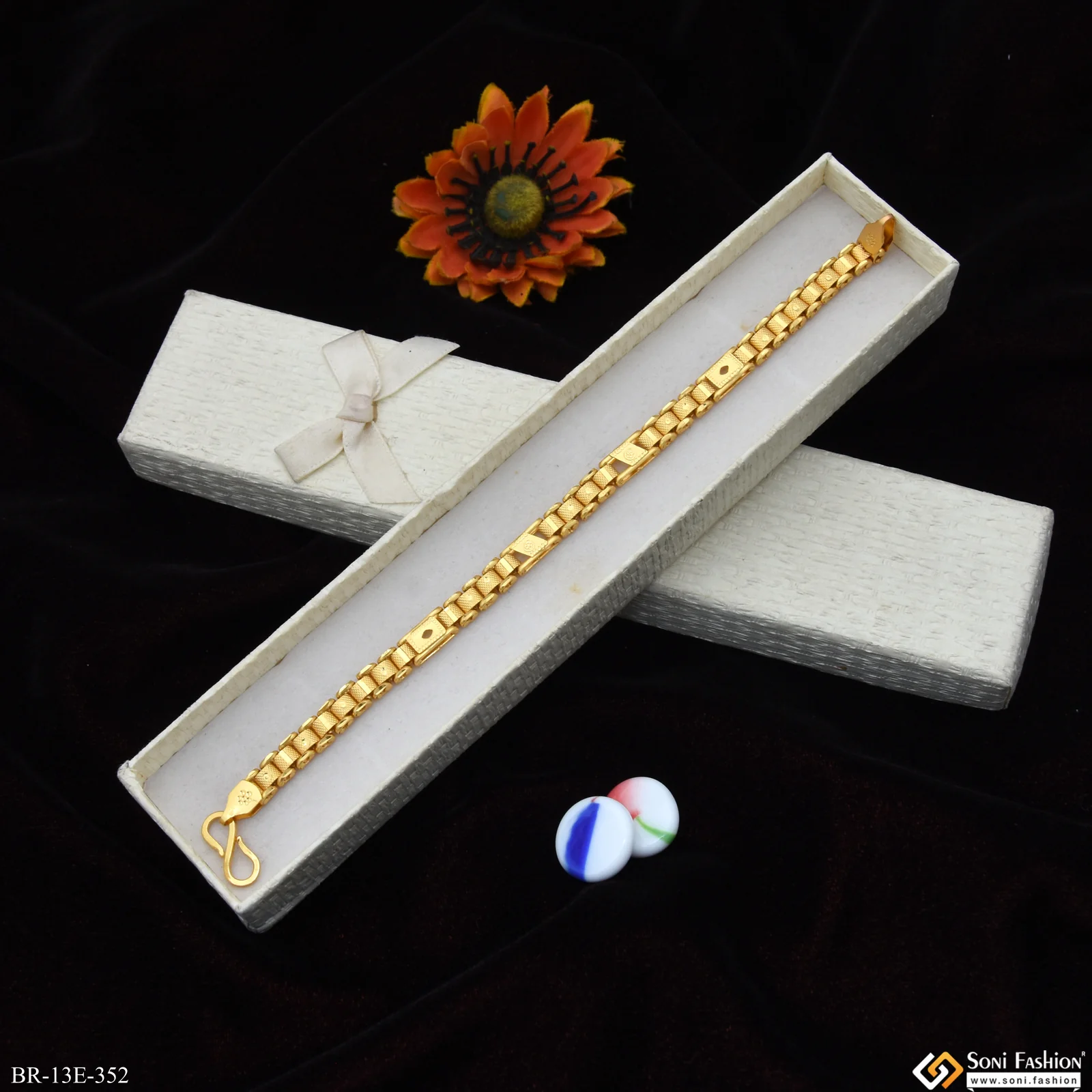Trending Design Gold Plated Box Bracelet for Men - Style E352 - Image 5