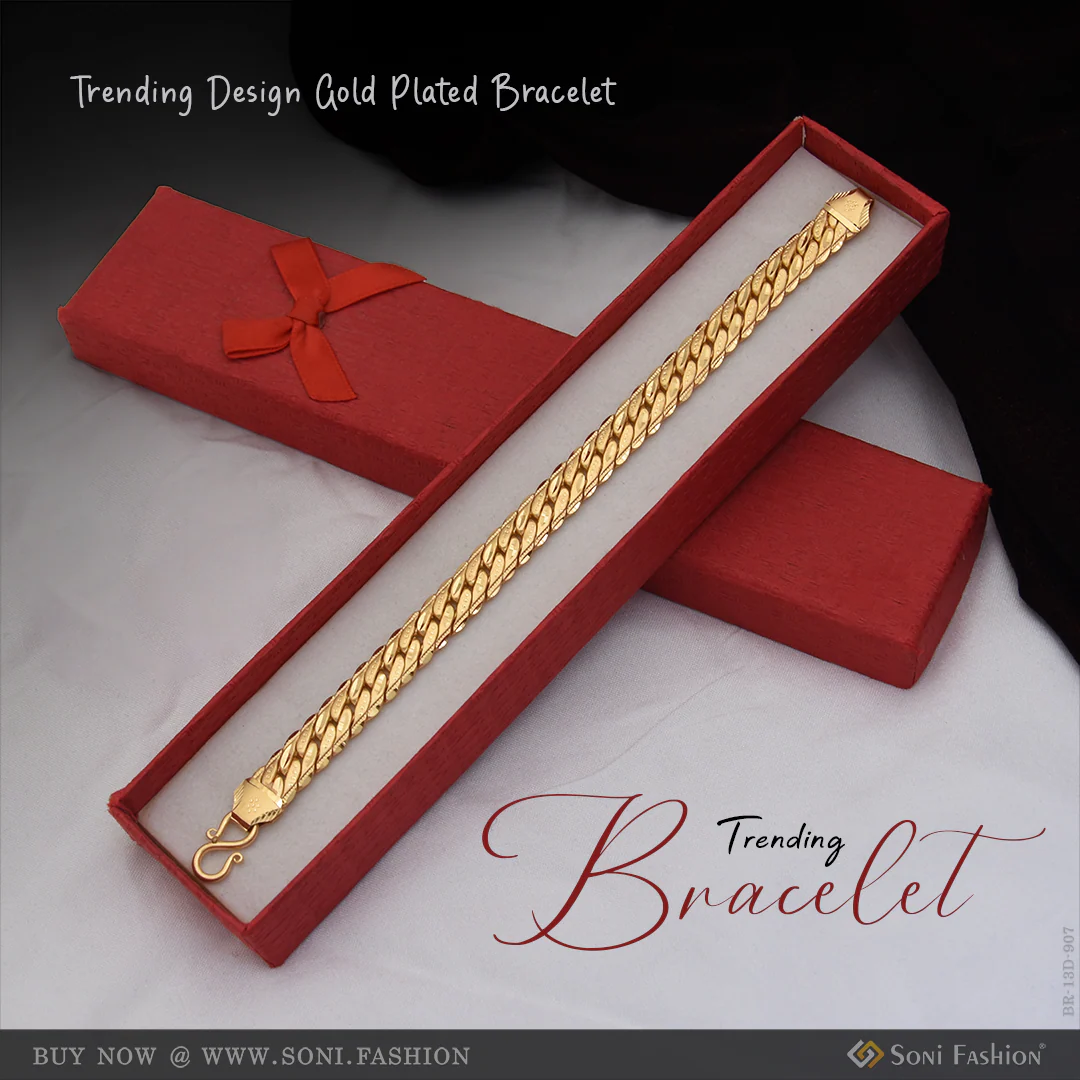 Trending Design Gold Plated Bracelet for Men - Style D907