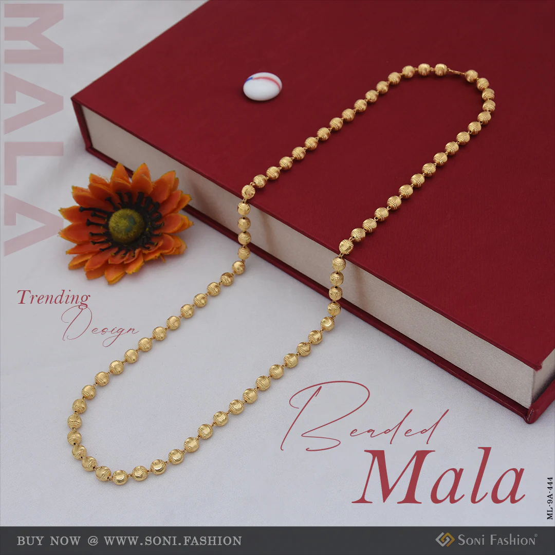 Trending Design Gold Plated Brass Beaded Mala for Men - Style A444
