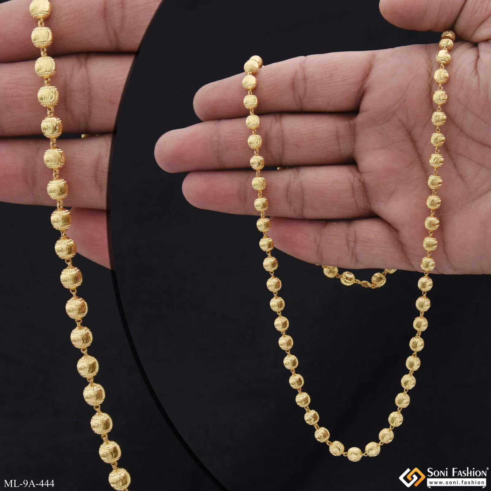 Trending Design Gold Plated Brass Beaded Mala for Men - Style A444 - Image 3