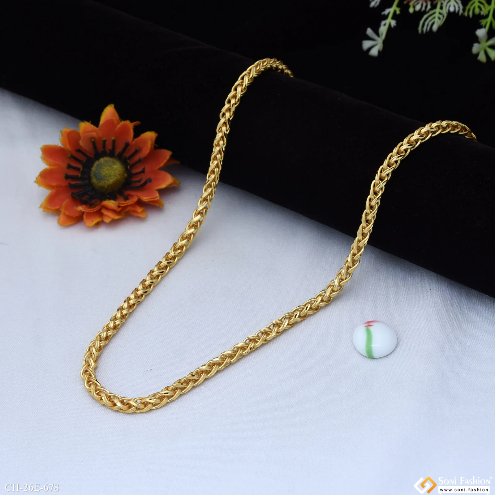 Trending Design Gold Plated Link Chain for Men - Style E678 - Image 3