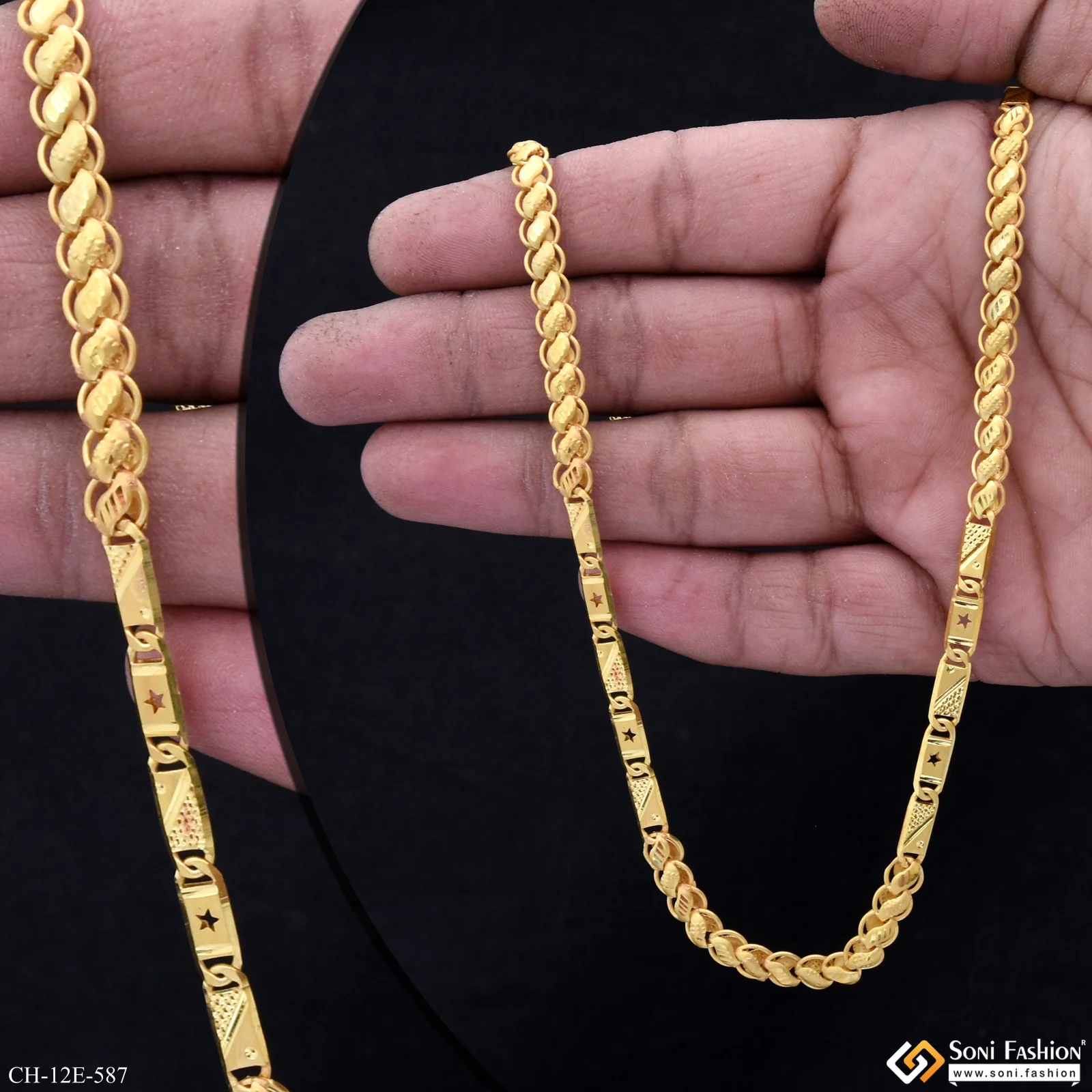 Trending Design Gold Plated Kohli Nawabi Chain for Men - Style E587 - Image 2