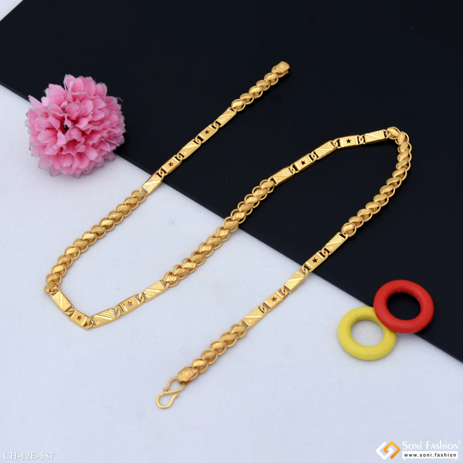 Trending Design Gold Plated Kohli Nawabi Chain for Men - Style E587 - Image 3