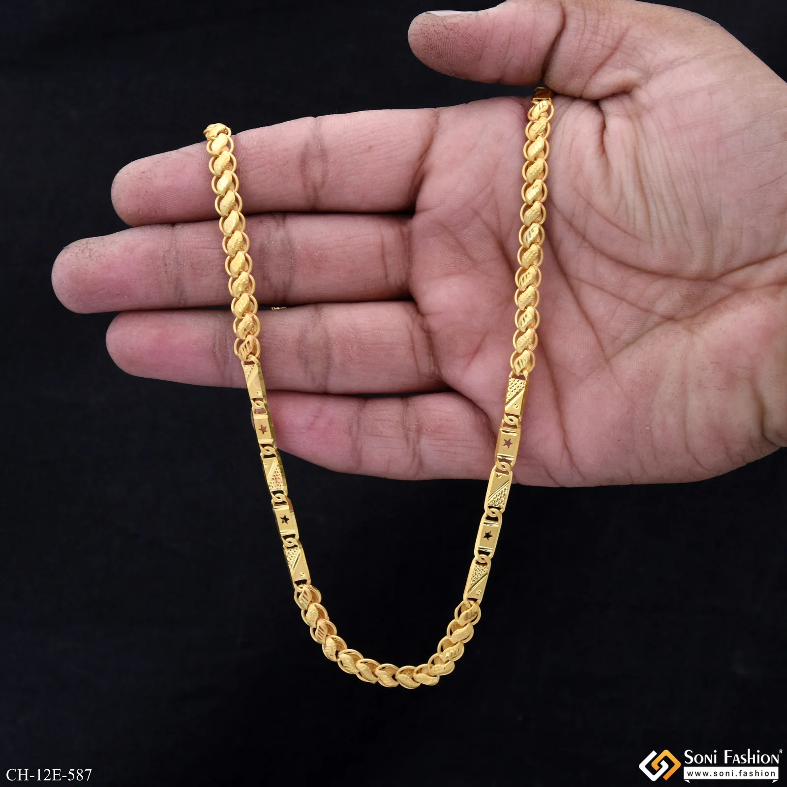 Trending Design Gold Plated Kohli Nawabi Chain for Men - Style E587 - Image 4