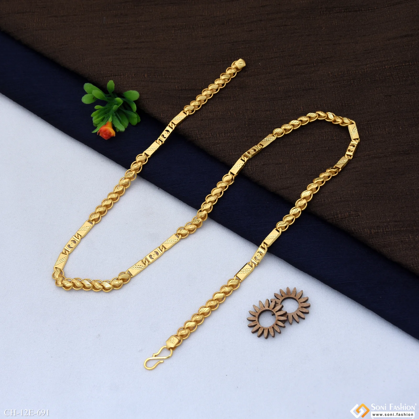 Trending Design Gold Plated Kohli Nawabi Chain for Men - Style E691 - Image 4