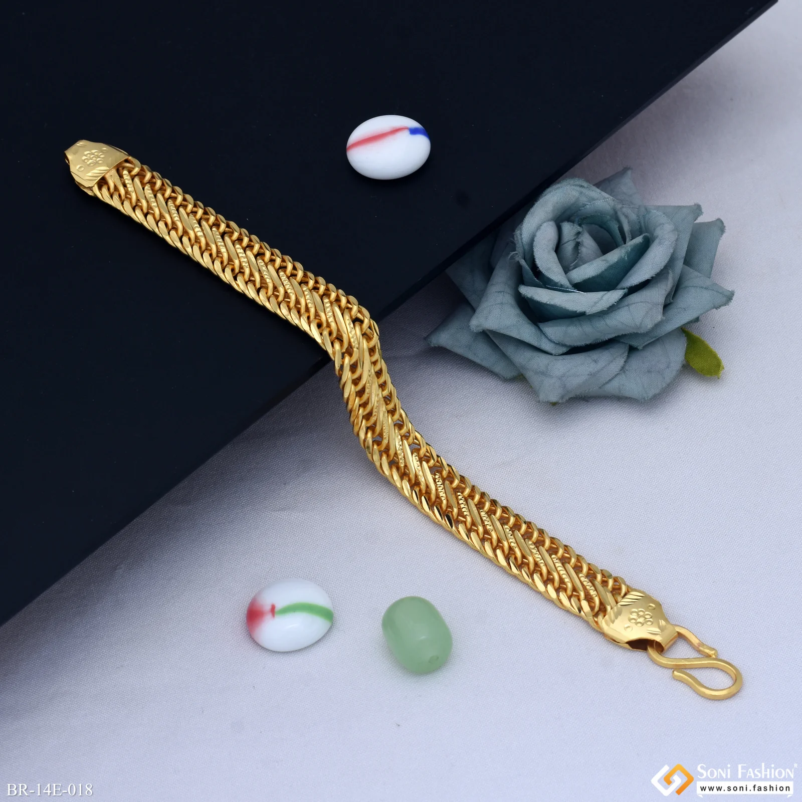 Trending Design Gold Plated Link Bracelet for Men - Style E018 - Image 5