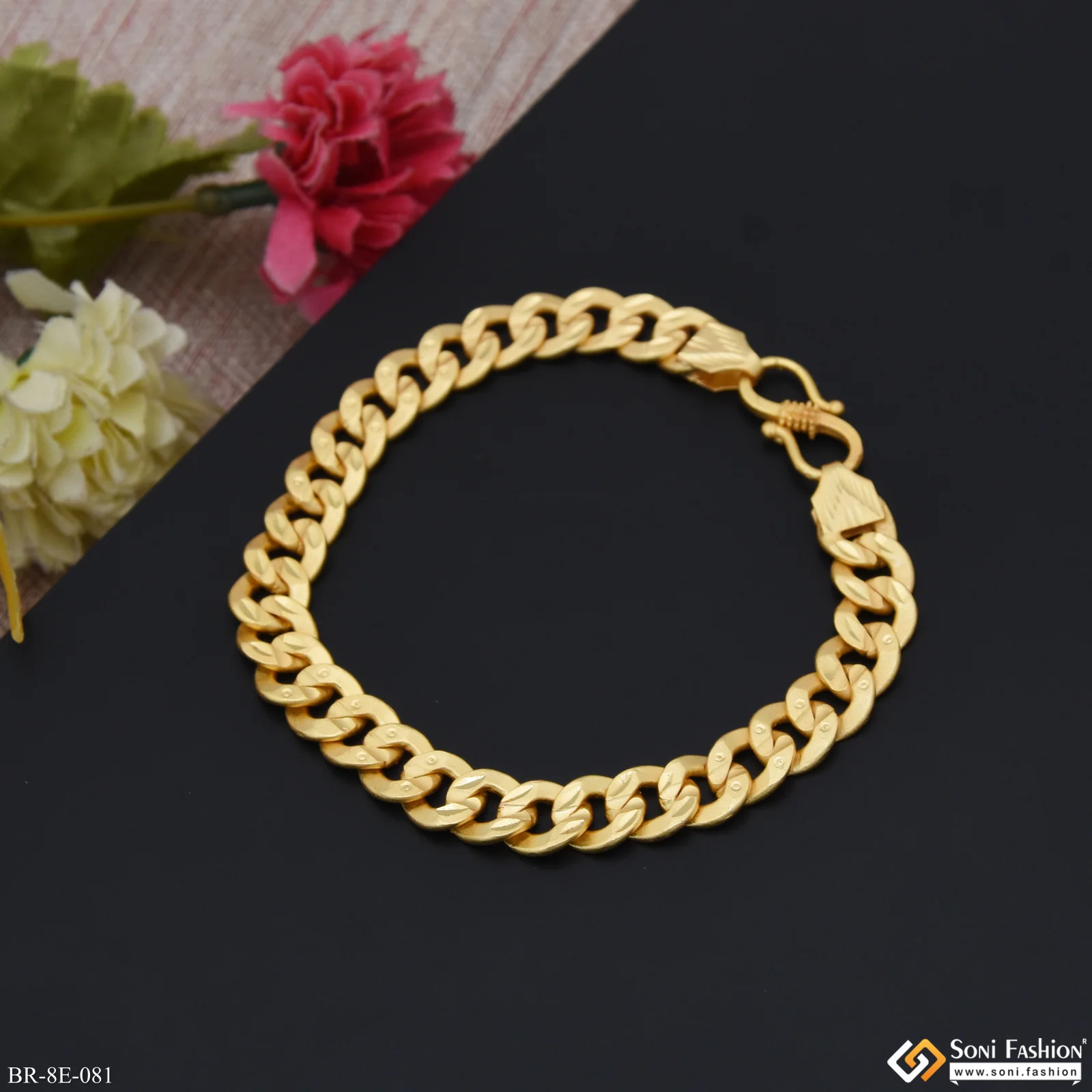 Trending Design Gold Plated Link Bracelet for Men - Style E081 - Image 5