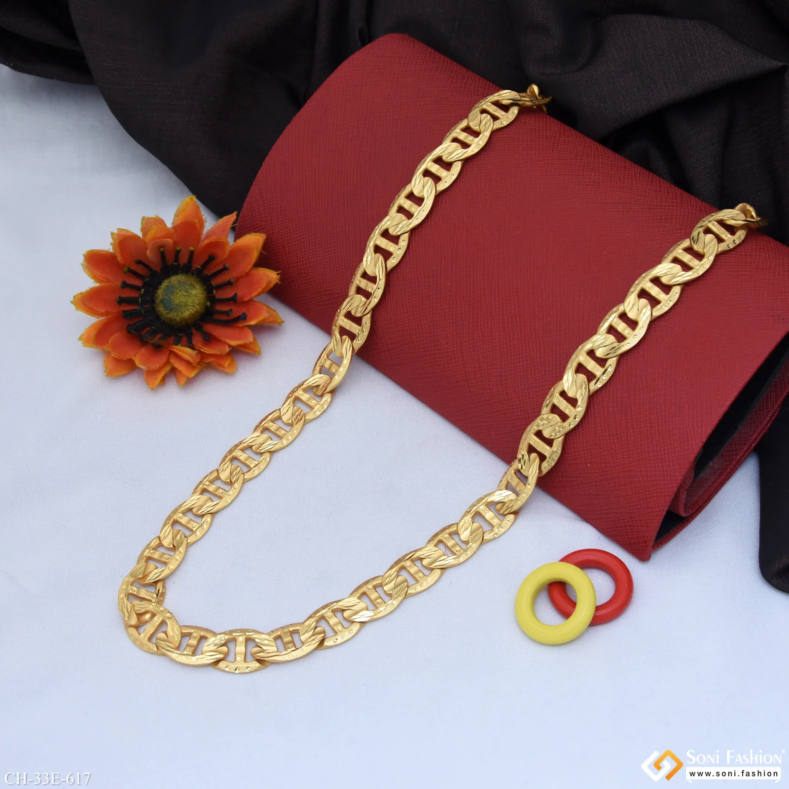 Trending Design Gold Plated Link Chain for Men - Style E617 - Image 3