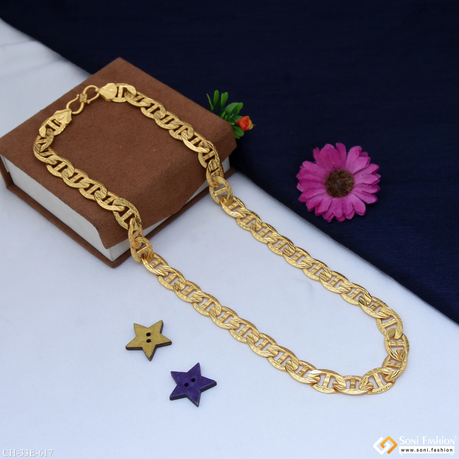 Trending Design Gold Plated Link Chain for Men - Style E617 - Image 4