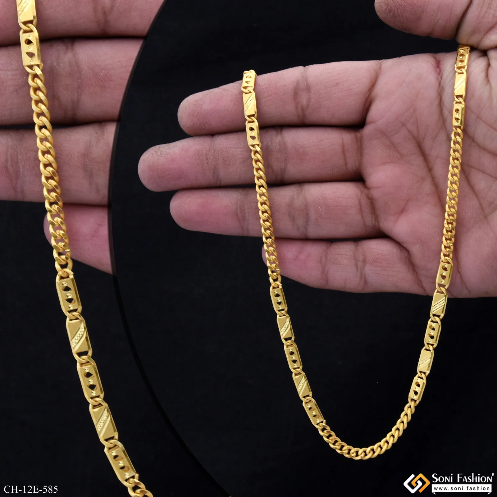 Trending Design Gold Plated Link Nawabi Chain for Men - Style E585 - Image 2