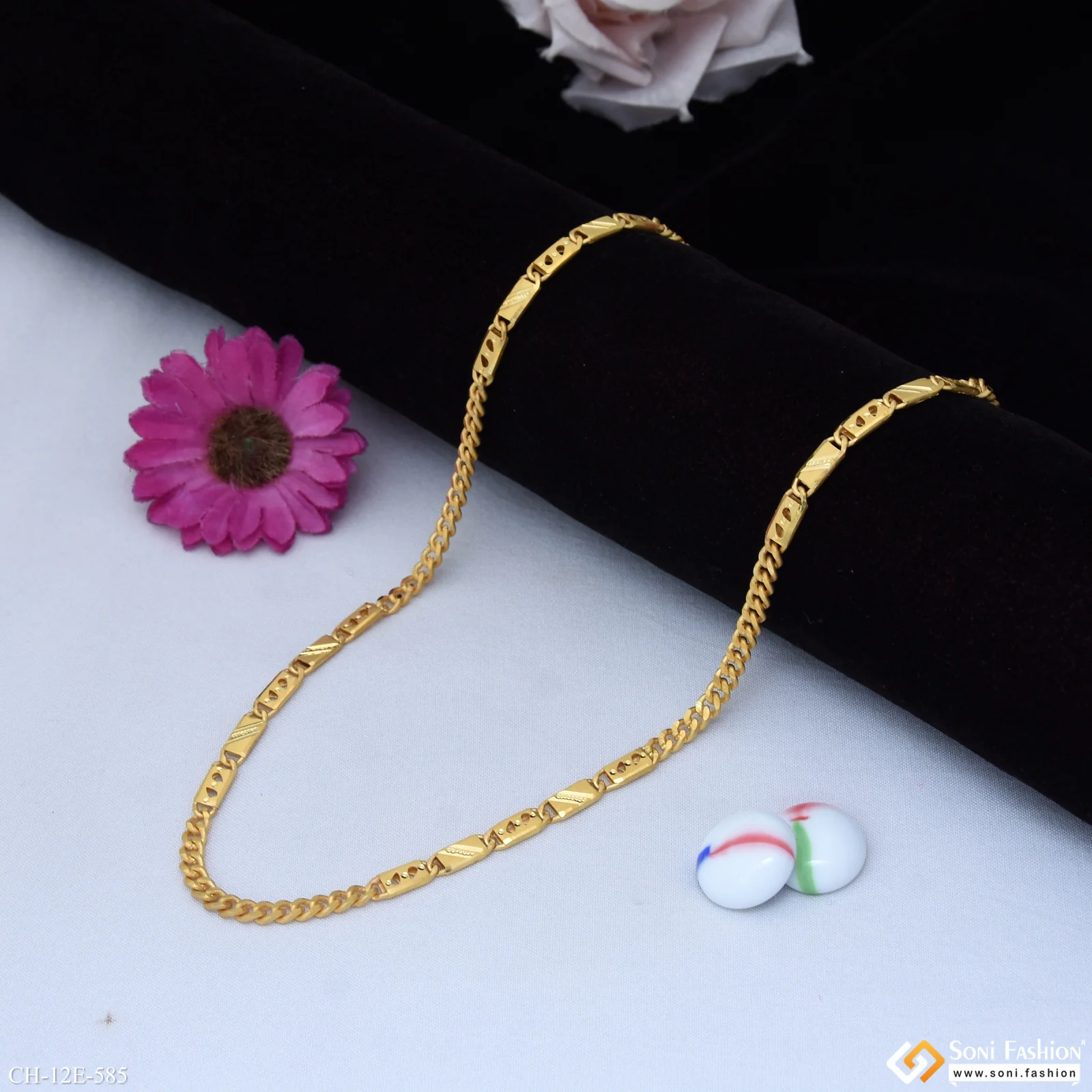 Trending Design Gold Plated Link Nawabi Chain for Men - Style E585 - Image 4