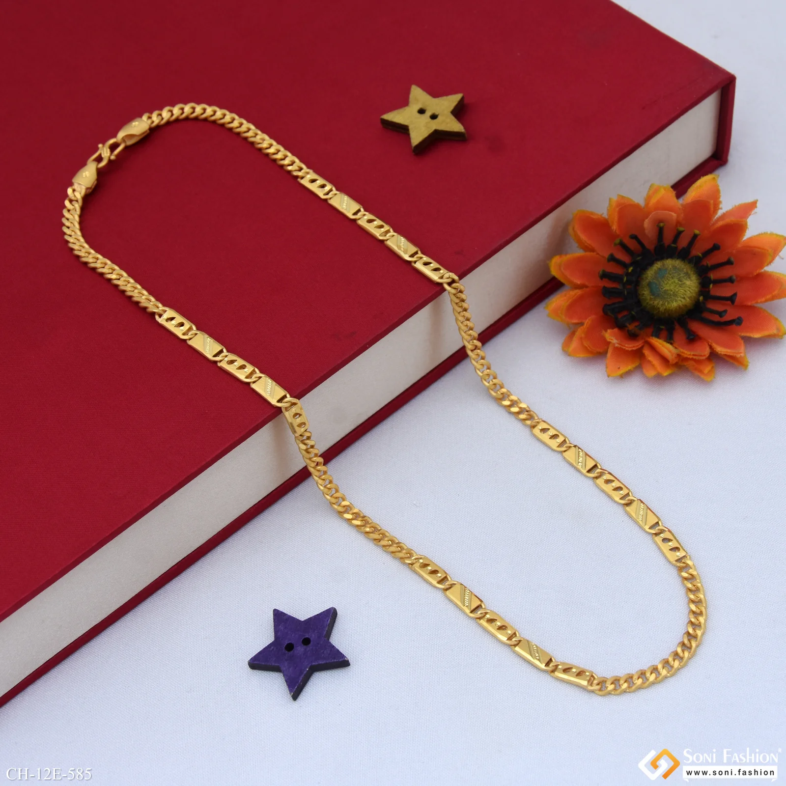 Trending Design Gold Plated Link Nawabi Chain for Men - Style E585 - Image 5