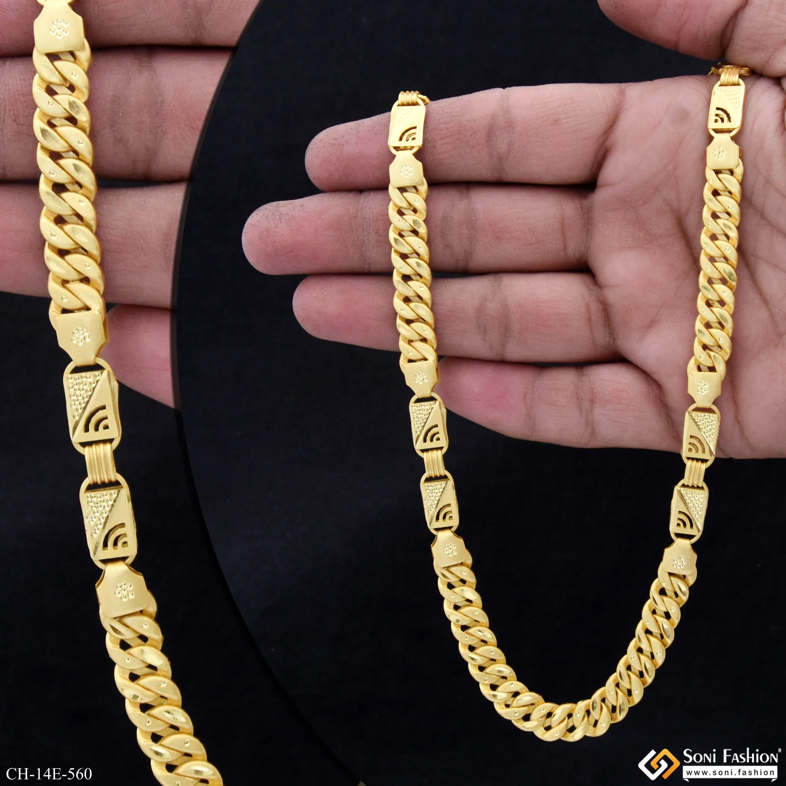 Trending Design Gold Plated Pokal Nawabi Chain for Men - Style E560 - Image 2