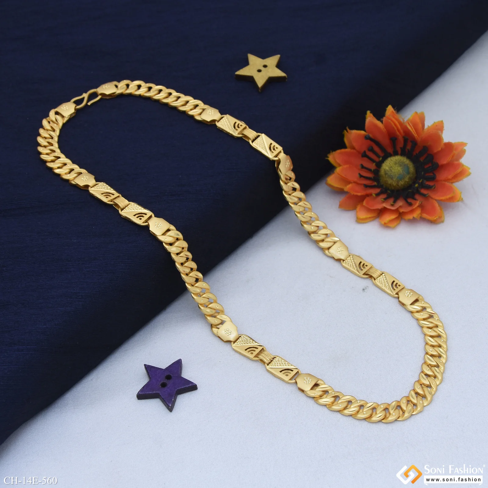 Trending Design Gold Plated Pokal Nawabi Chain for Men - Style E560 - Image 4