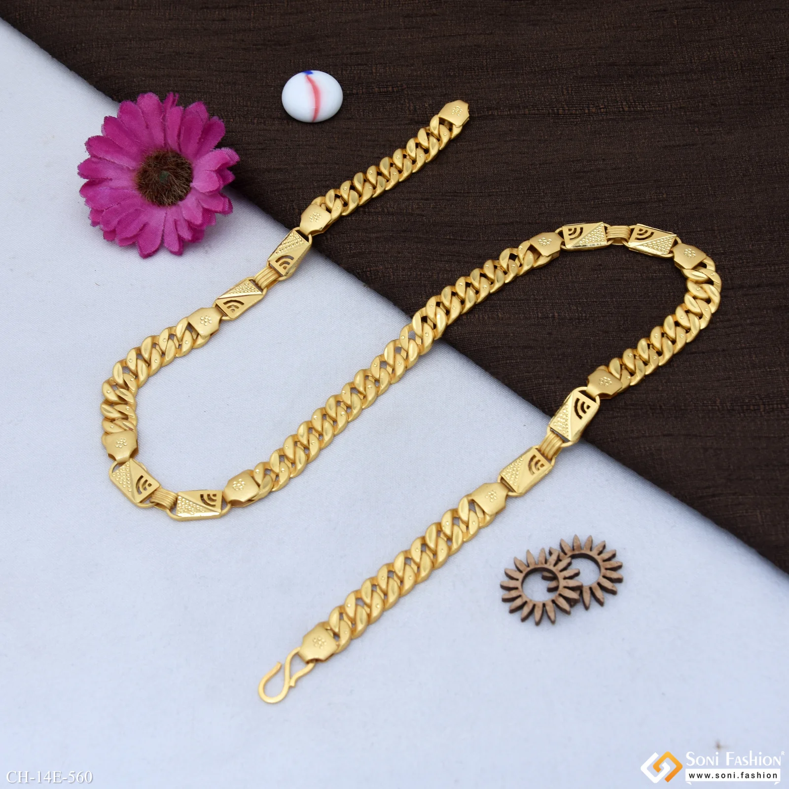 Trending Design Gold Plated Pokal Nawabi Chain for Men - Style E560 - Image 5