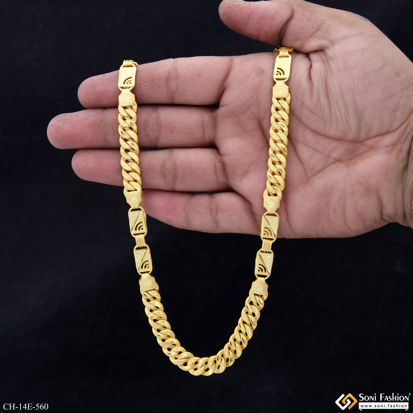 Trending Design Gold Plated Pokal Nawabi Chain for Men - Style E560 - Image 6