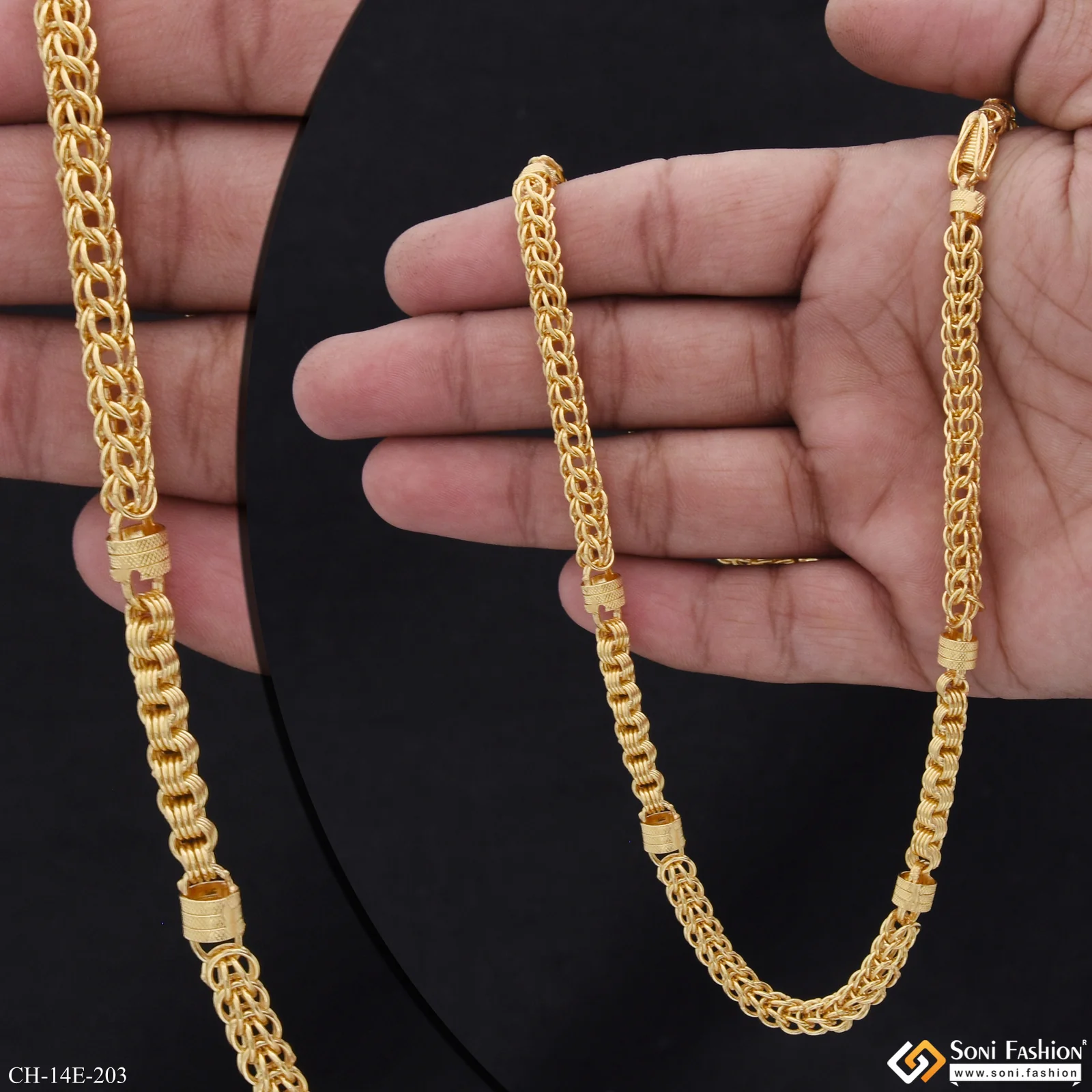 Trending Design Gold Plated Rajwadi Chain for Men - Style E203 - Image 2