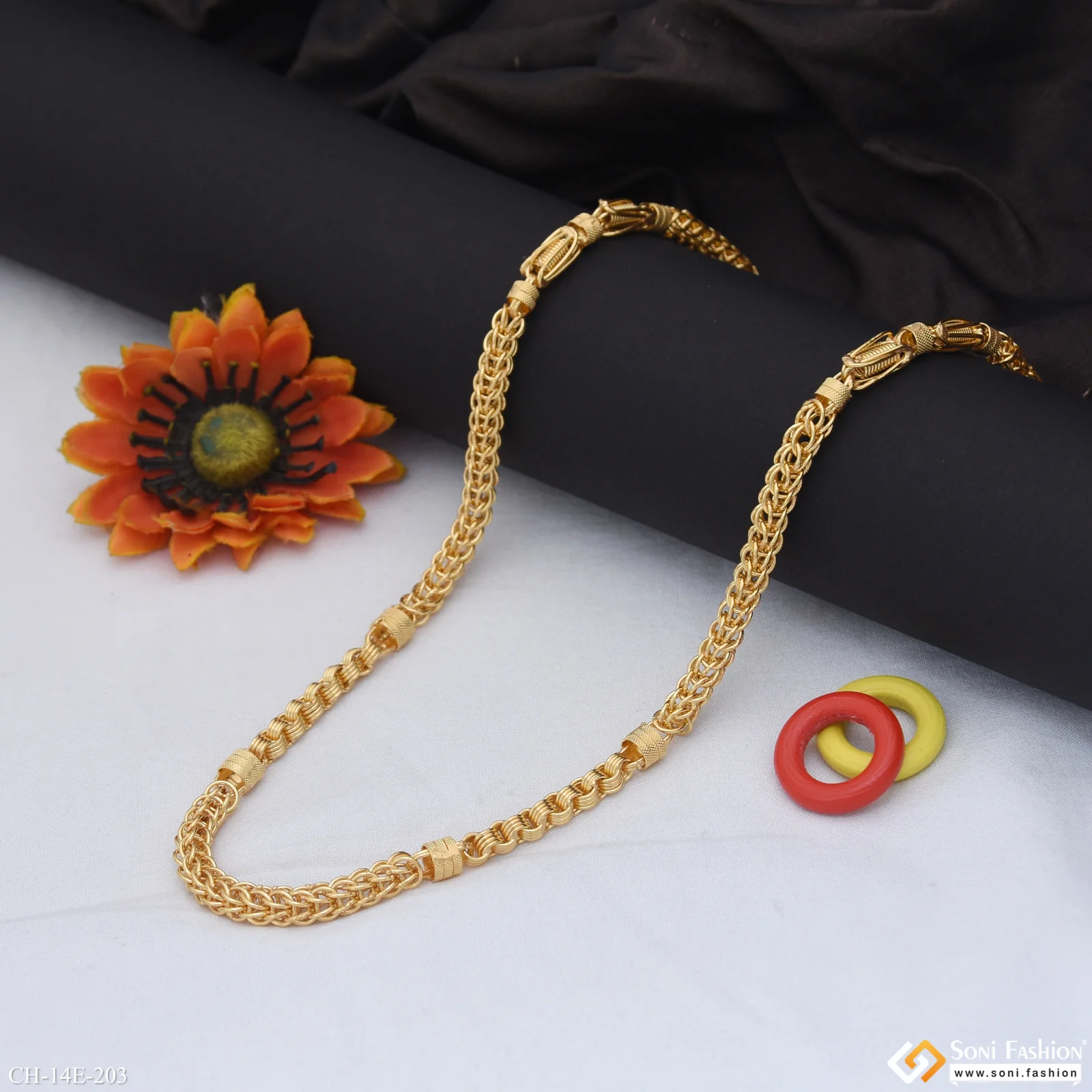 Trending Design Gold Plated Rajwadi Chain for Men - Style E203 - Image 3