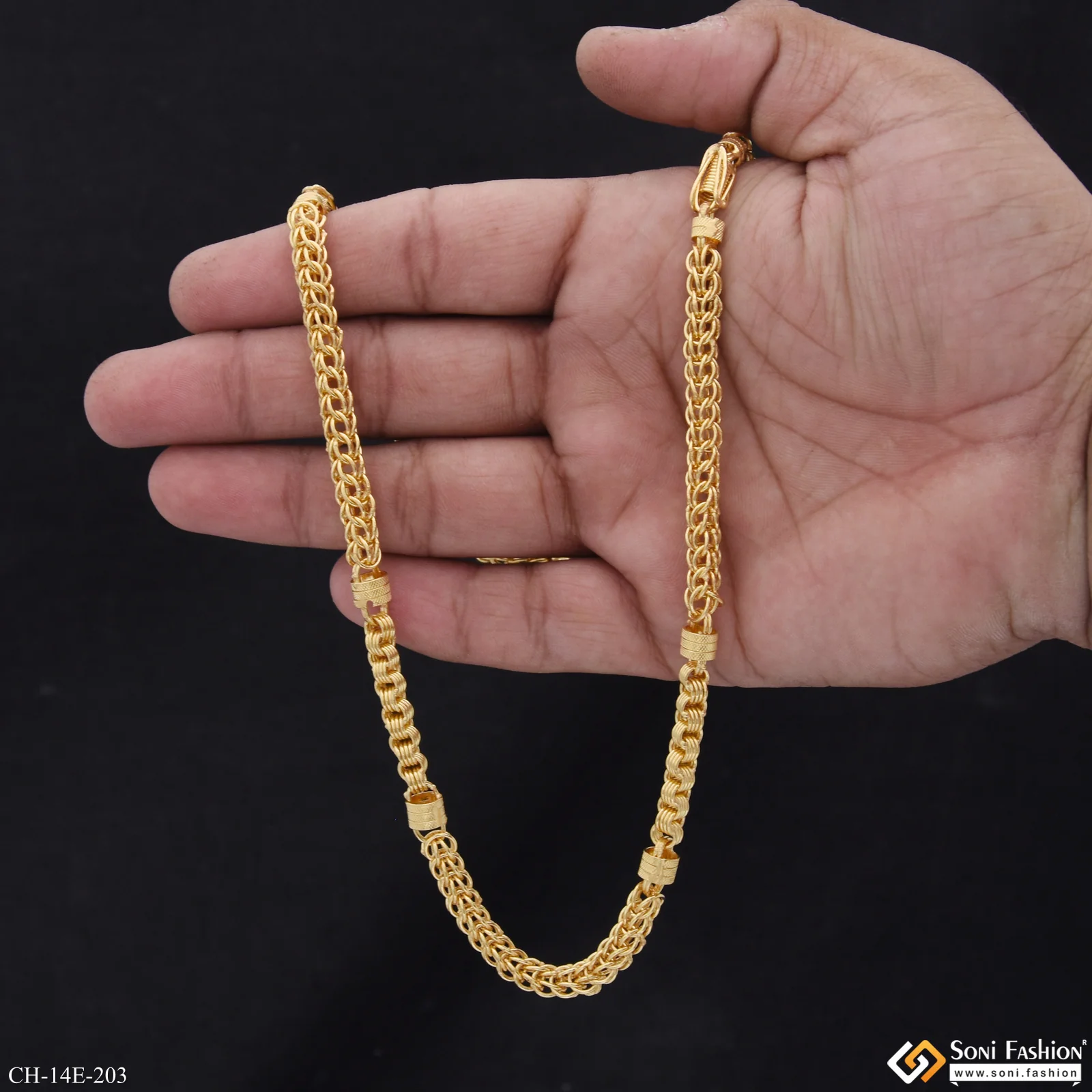 Trending Design Gold Plated Rajwadi Chain for Men - Style E203 - Image 6