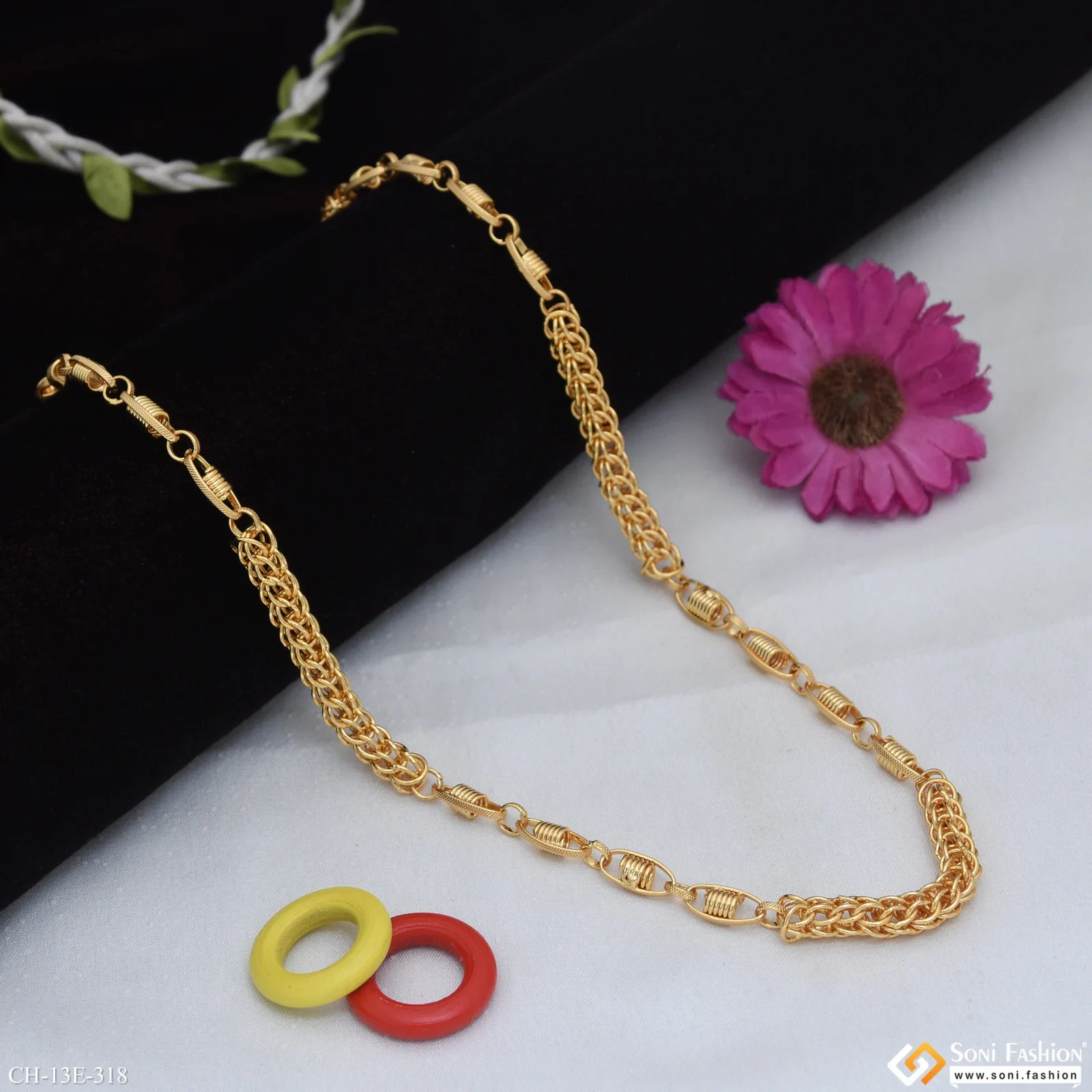 Trending Design Gold Plated Rajwadi Chain for Men - Style E318 - Image 3