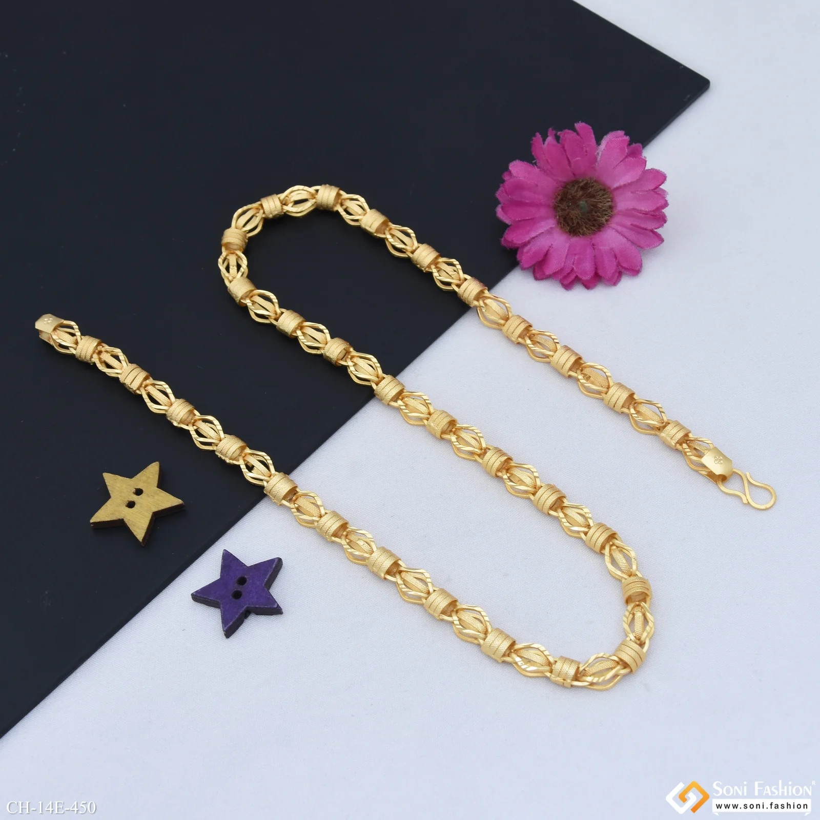 Trending Design Gold Plated Rajwadi Chain for Men - Style E450 - Image 4