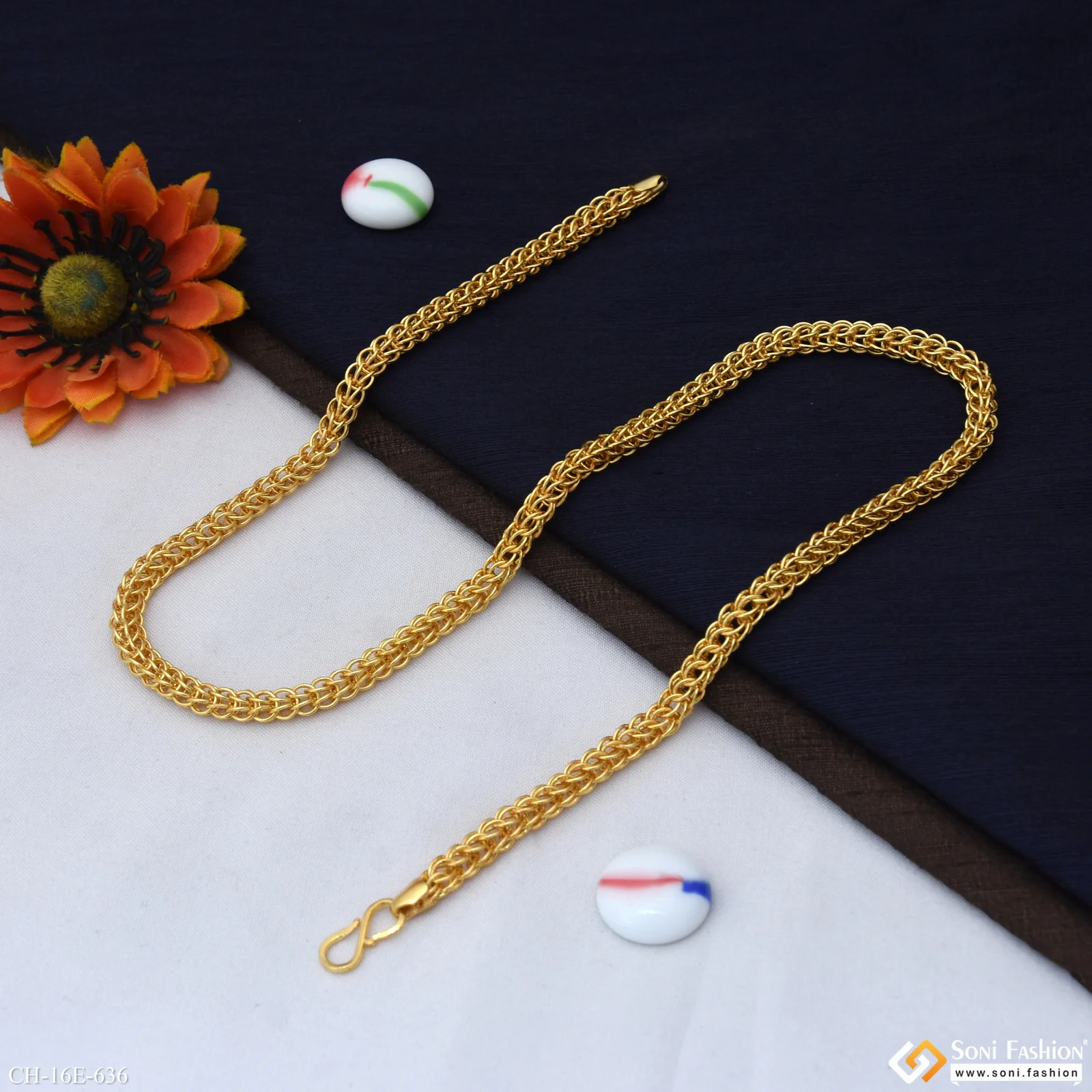 Trending Design Gold Plated Rajwadi Chain for Men - Style E636 - Image 5