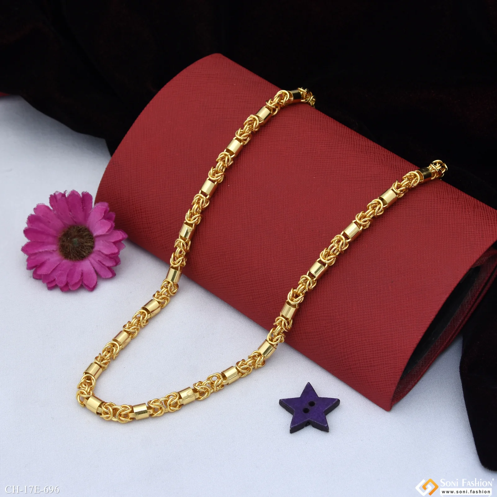 Trending Design Gold Plated Rajwadi Chain for Men - Style E696 - Image 3