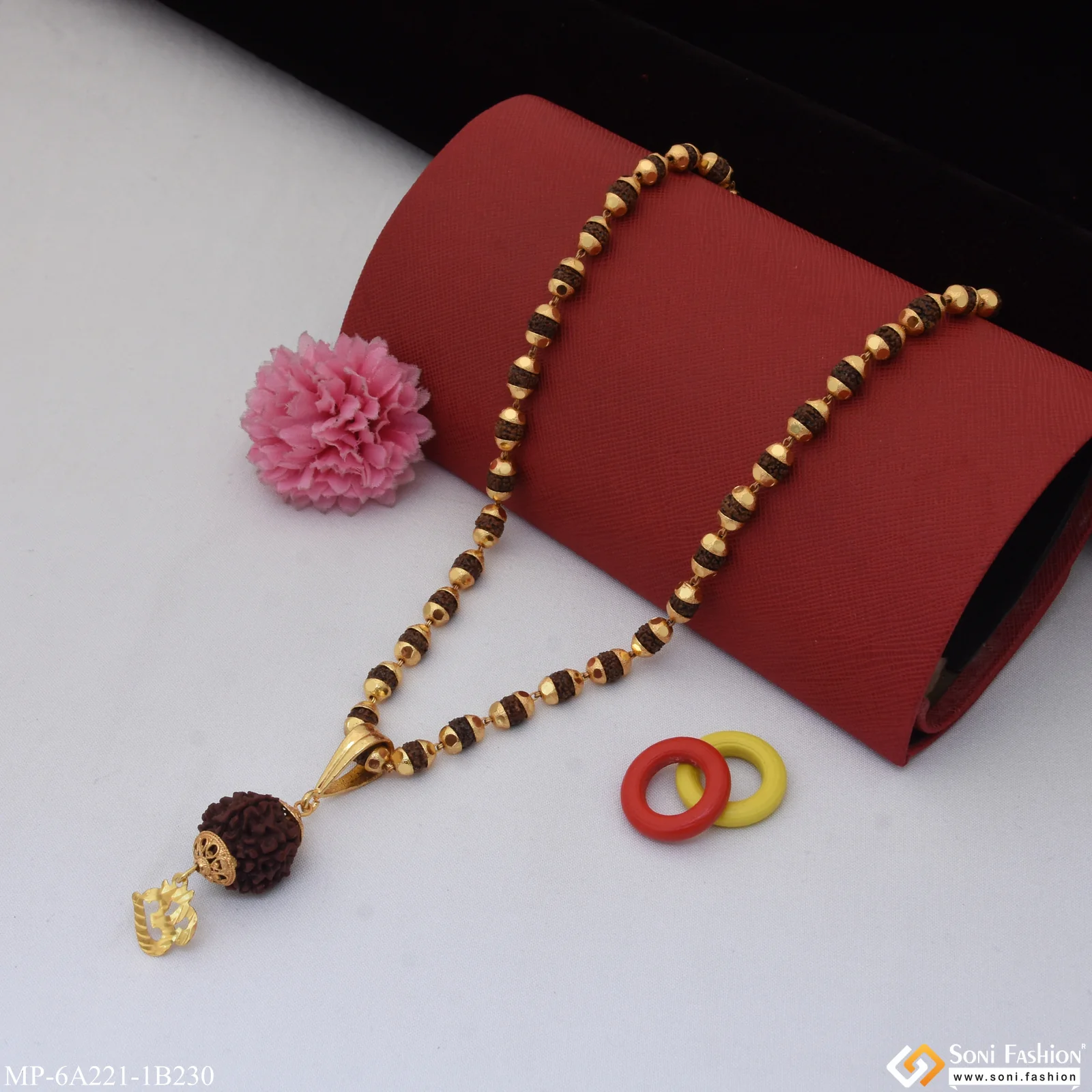 Trending Design Gold Plated Rudraksha Mala with Pendant for Men (MP-A221-B230) - Image 2