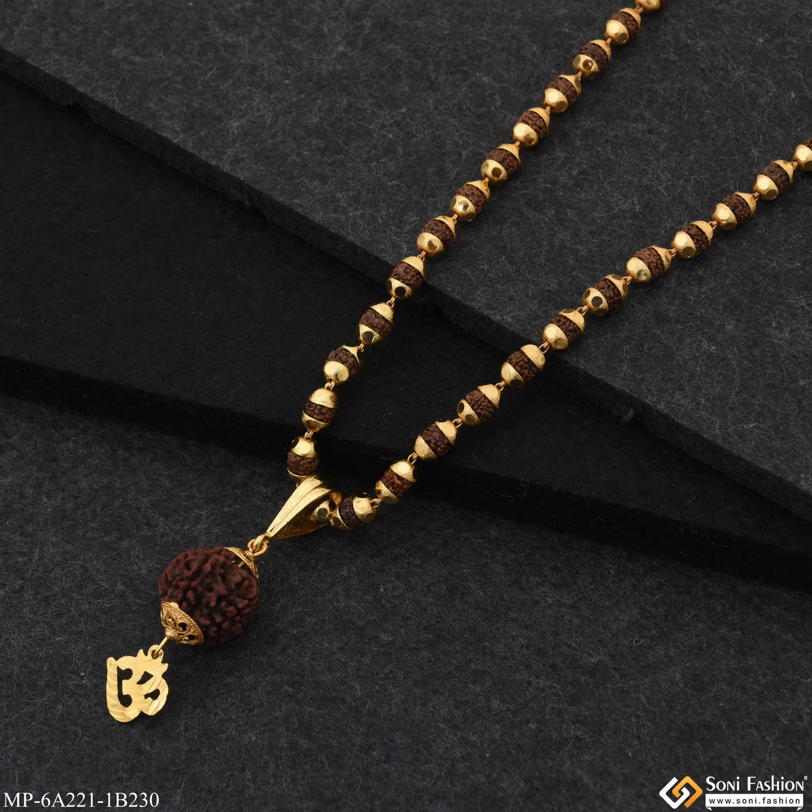 Trending Design Gold Plated Rudraksha Mala with Pendant for Men (MP-A221-B230) - Image 5